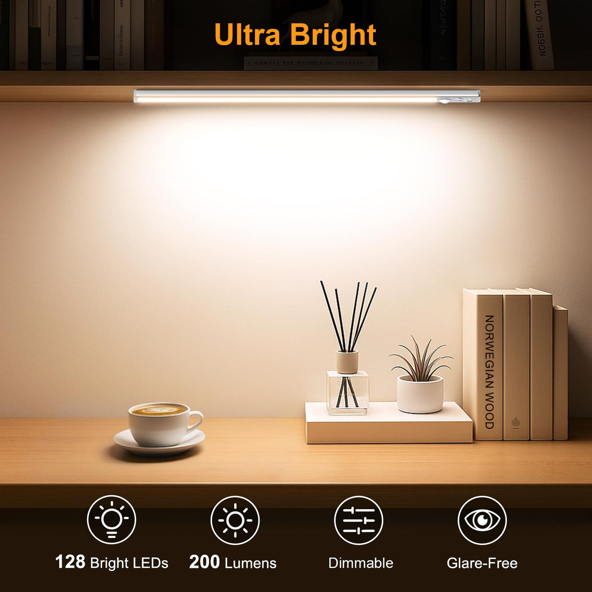 Gritin Under Cabinet Kitchen Lights Rechargeable 2 Pack-3 Color Temps