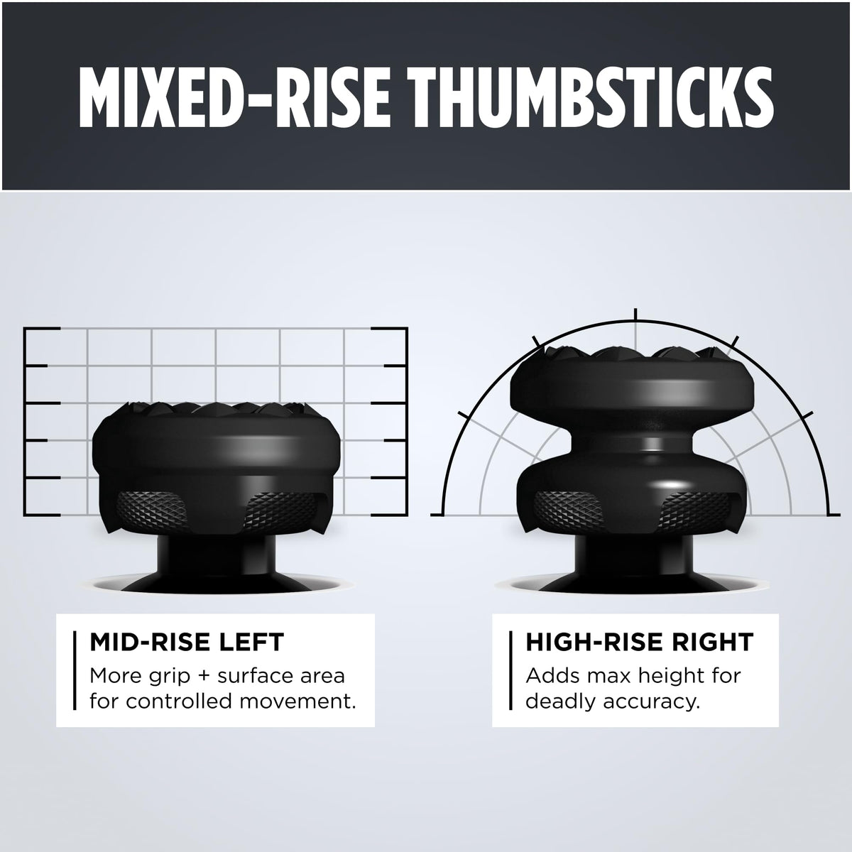 KontrolFreek FPS Freek Galaxy Black | The Original Performance Thumbsticks for PS5 & PS4 Controller | Increased Precision & Grip for FPS Games | 1 High-Rise, 1 Mid-Rise - Black