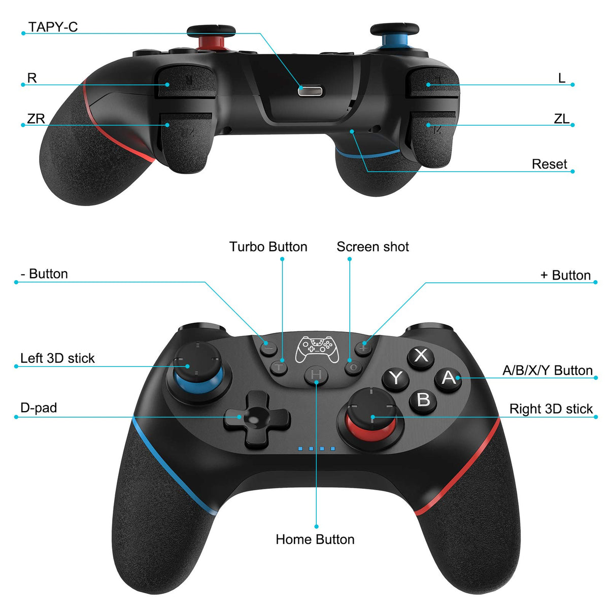Diswoe Upgraded Wireless Pro Controller for Switch 1/Switch 2/Lite/OLED/PC