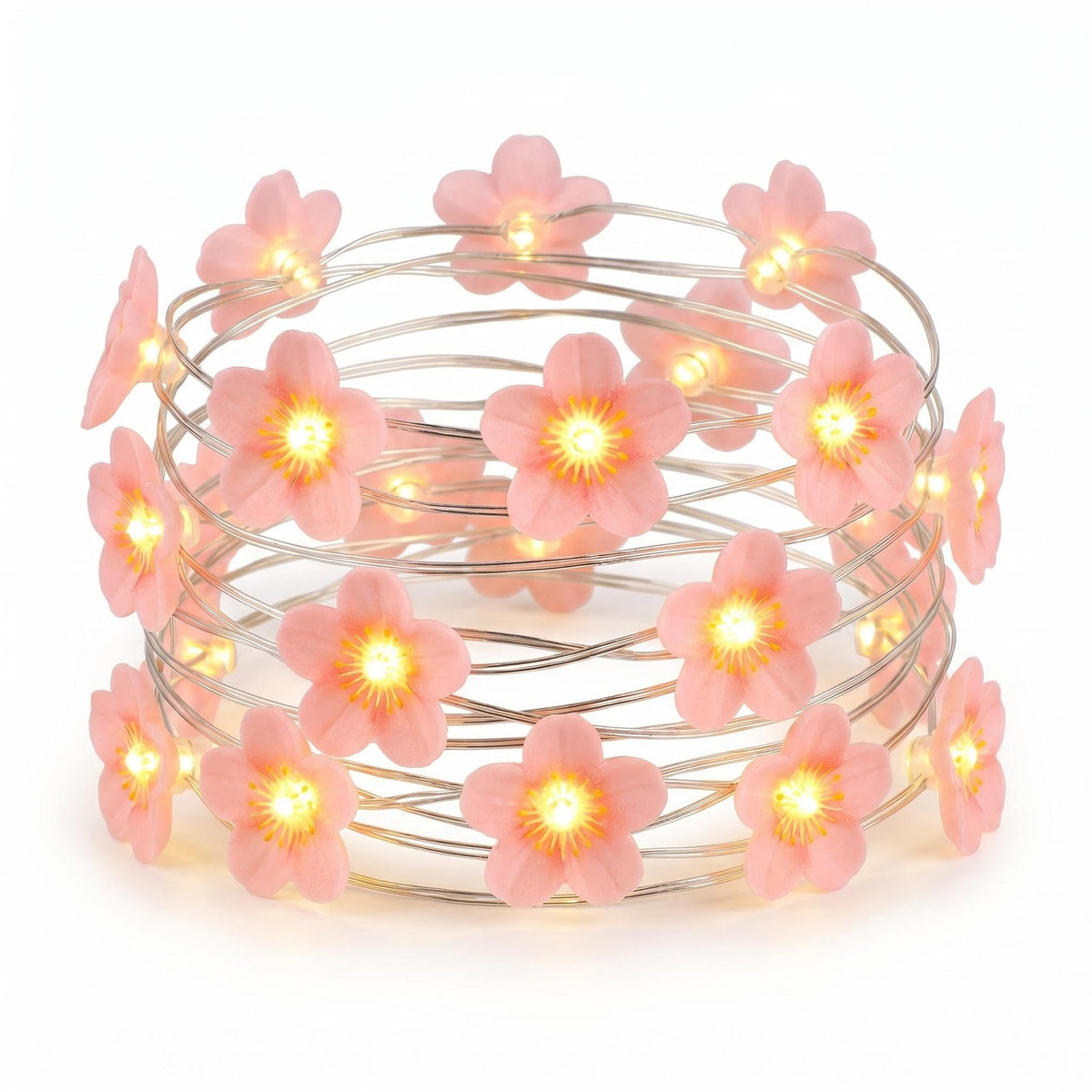 2M 20 LED Pink Cherry Blossom Fairy Lights, Battery Operated Flower String Lights for Bedroom Decor, Indoor Spring and Christmas Decorations, Girls Room Gift (Flowers)