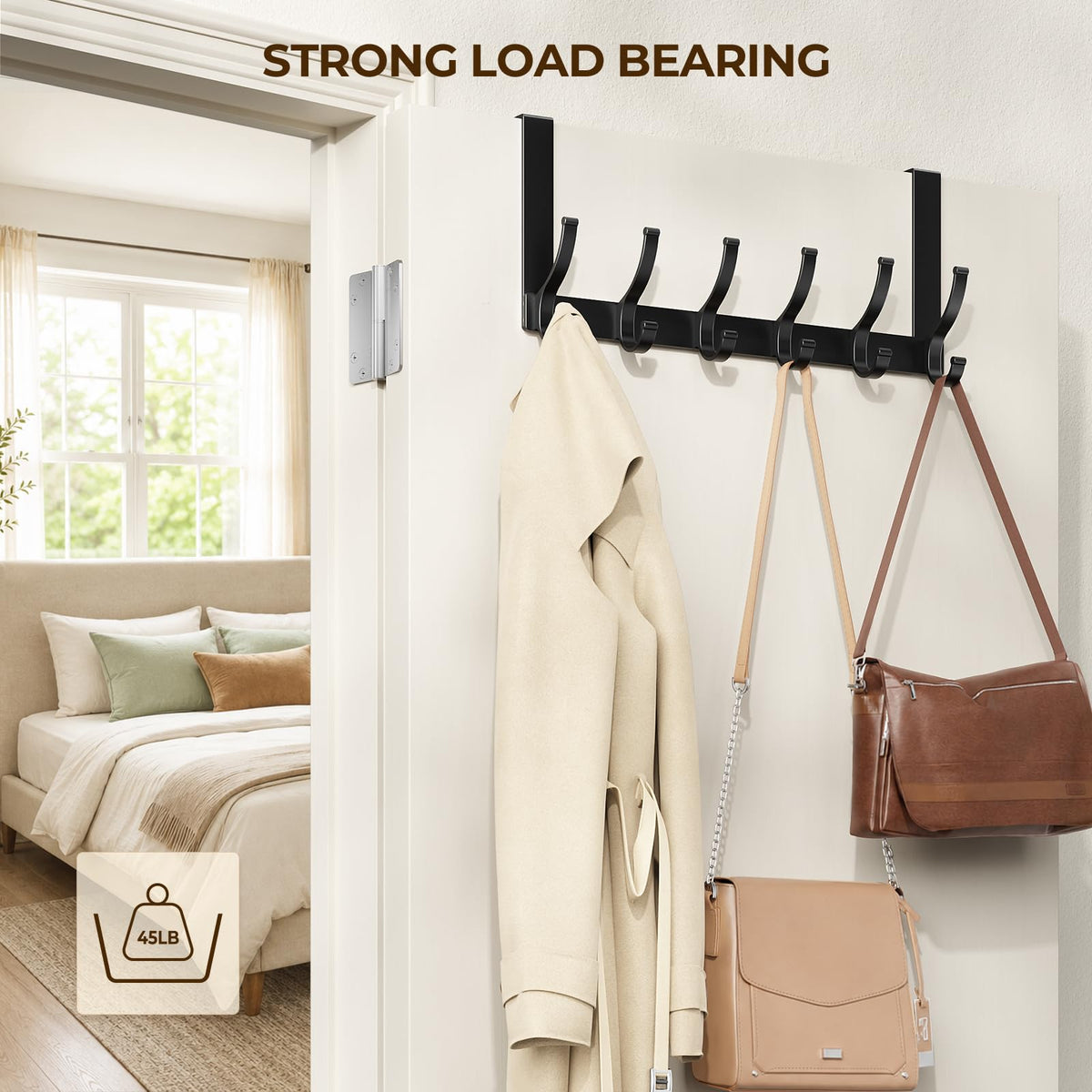 Optish Over The Door Hooks, Heavy Duty 12 Hooks Over Door Hanger Hook Black