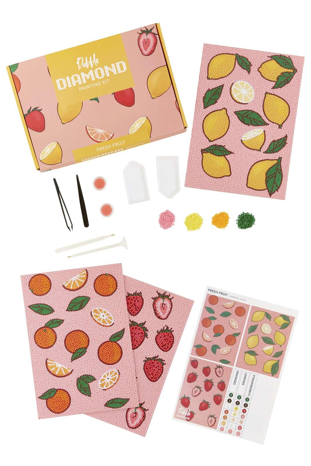 Dabble Diamond Painting Kits – Set of 3 Full Diamond Painting Kits for Adults with Canvas Frame, Crystal Diamond Art