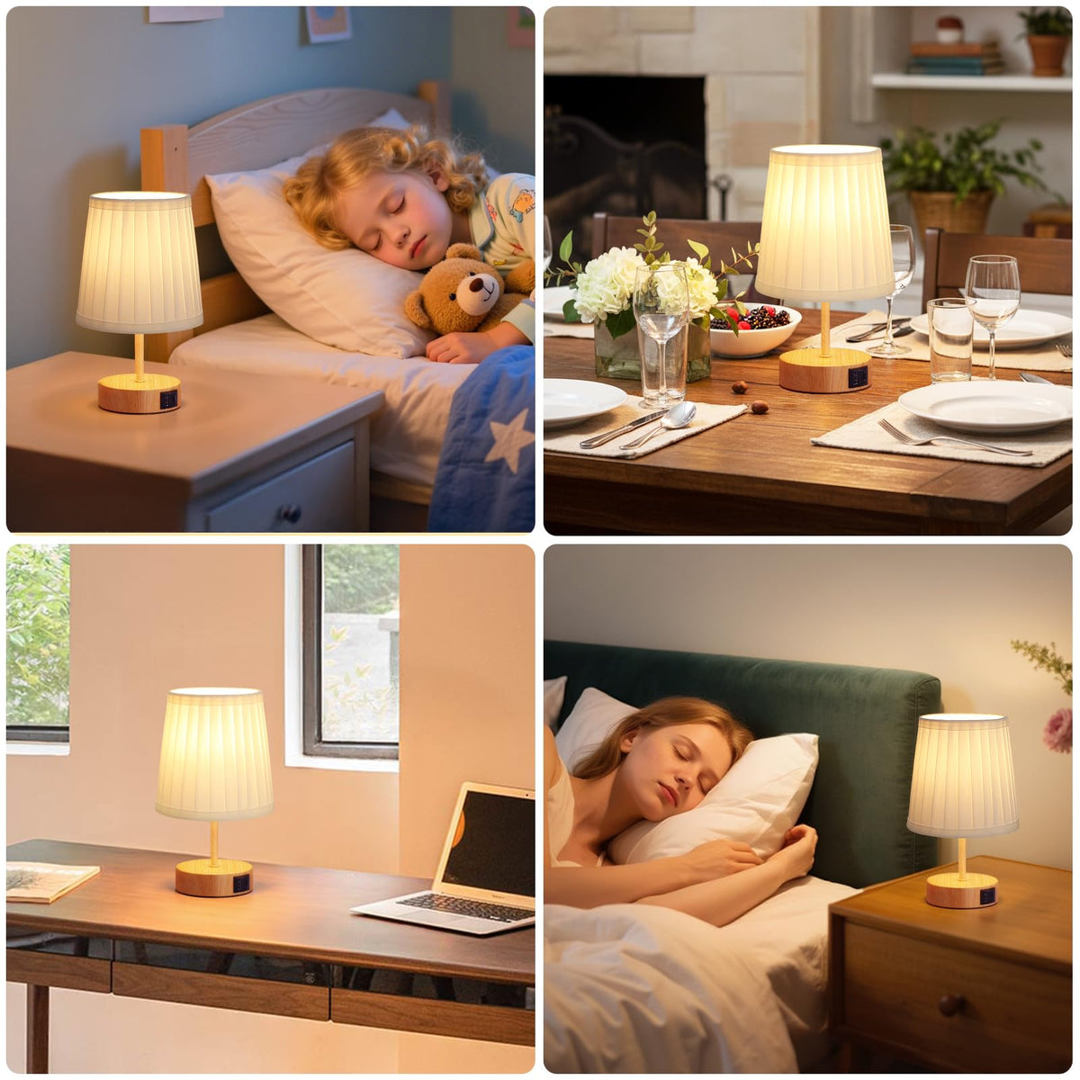 Aooshine Grey Table Lamp, 3-Way Dimmable, USB A + C Charging