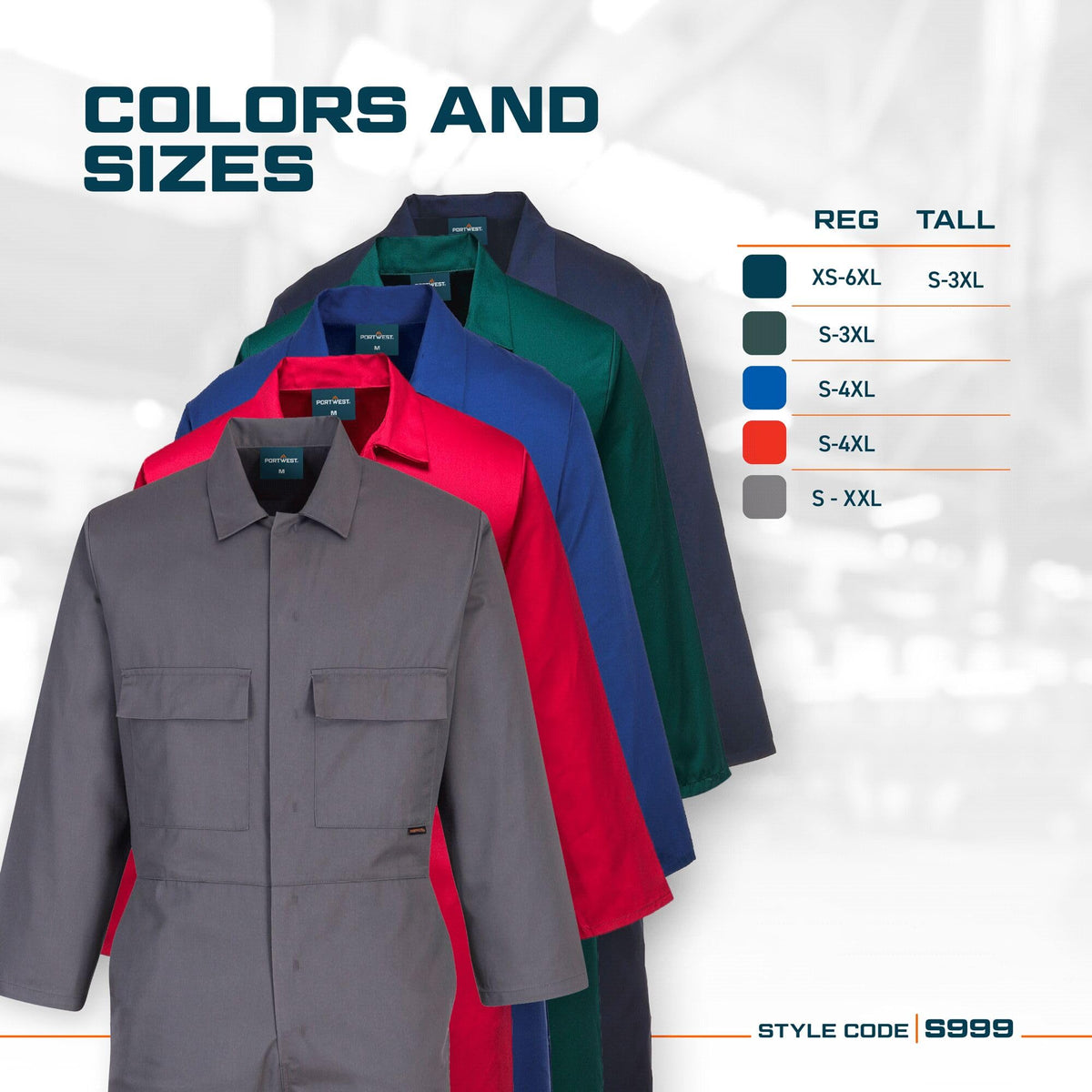 Portwest Euro Work Men's Polycotton Men's Polycotton Coverall