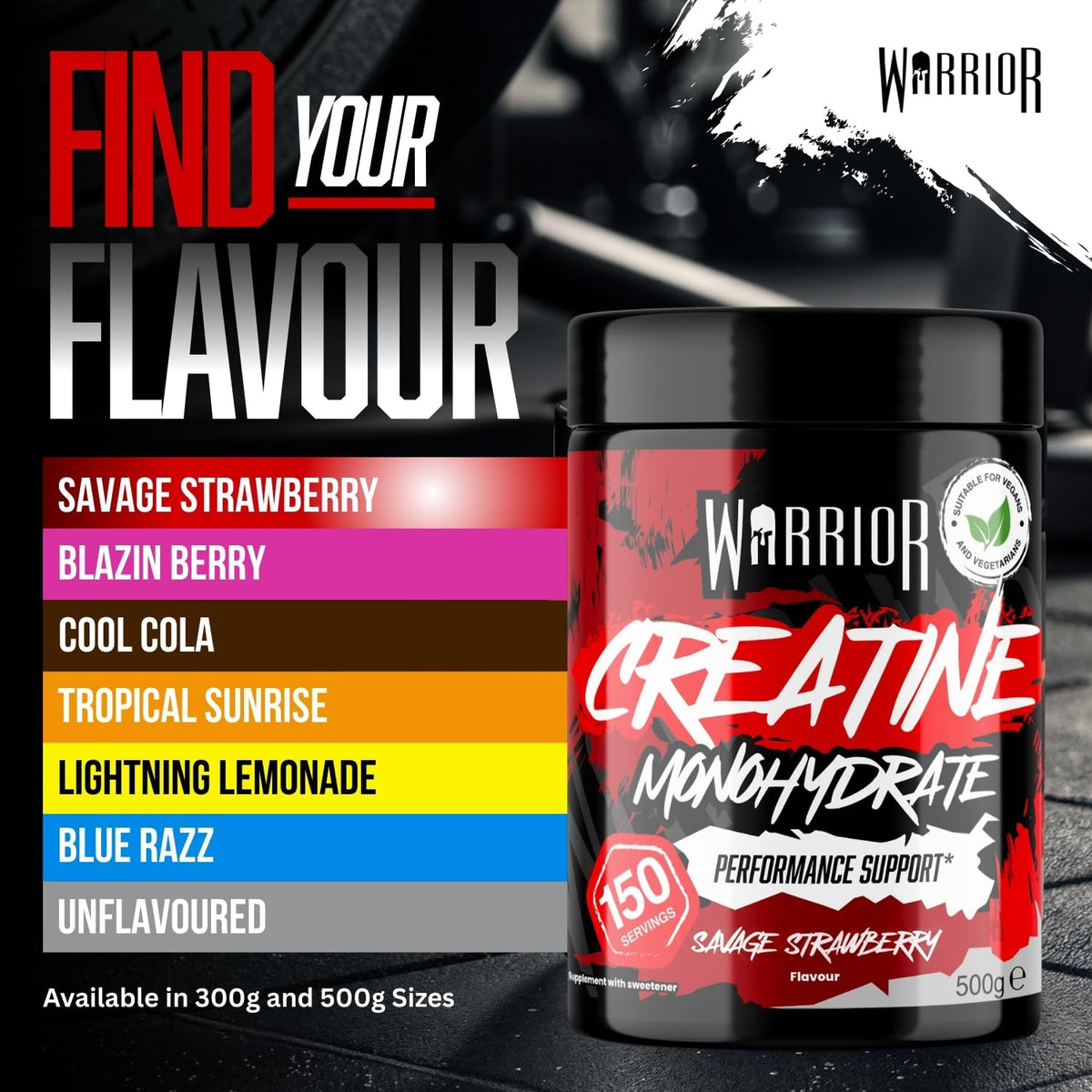 Warrior Creatine Monohydrate Powder 500g Pure Micronised (166 Servings)