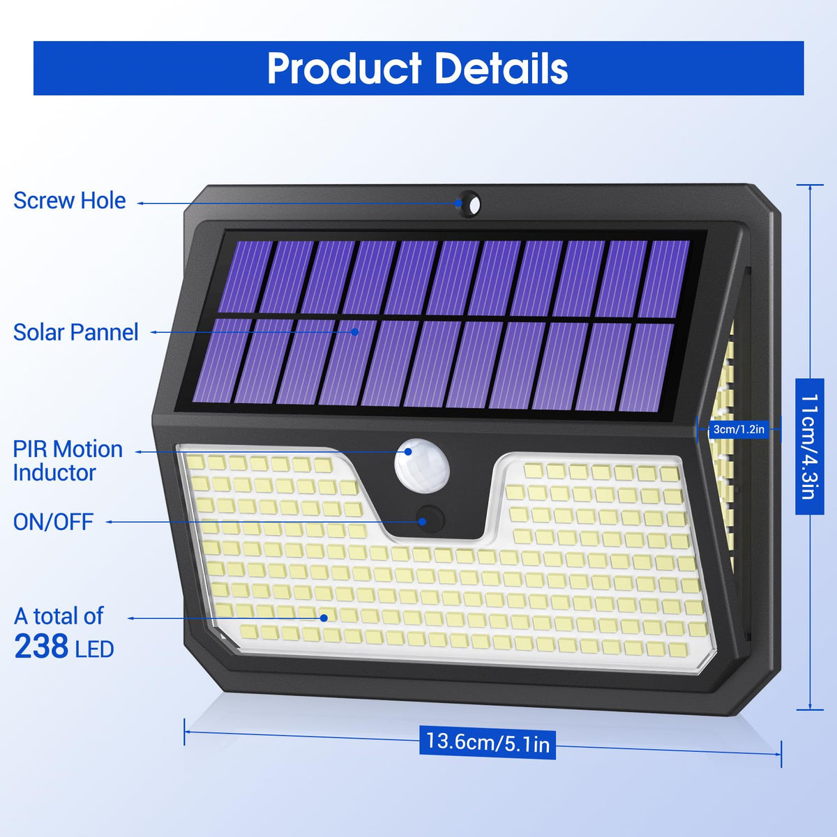 Outdoor Garden Solar Security Lights - 6 Pack Solar Motion Sensor Light