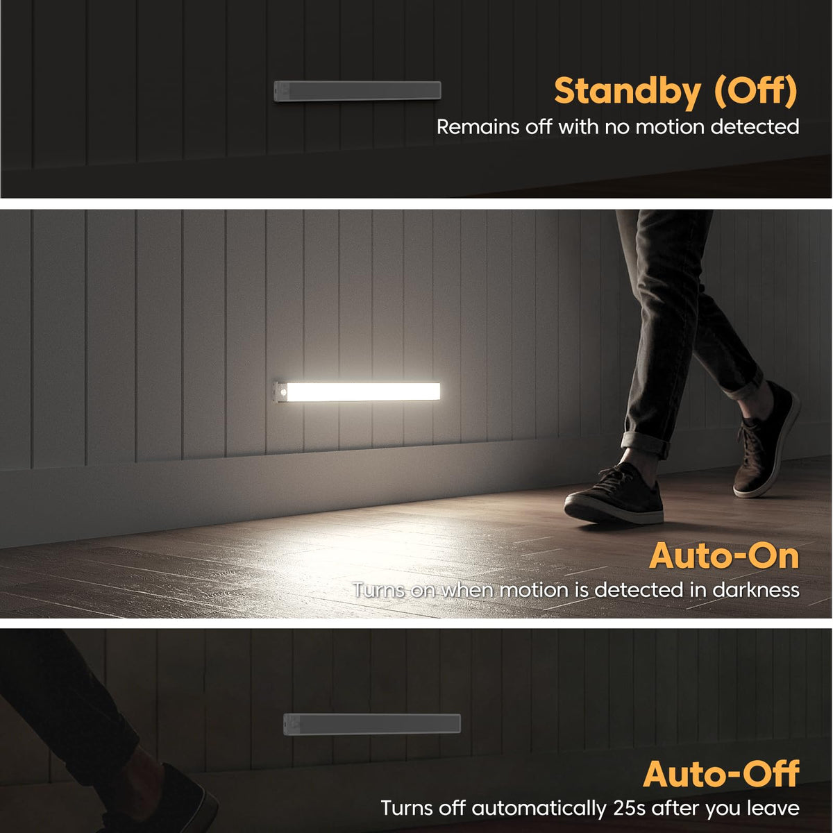 Under Cabinet Kitchen Lights, Motion Sensor Lights Indoor, 20CM, 3 Pack