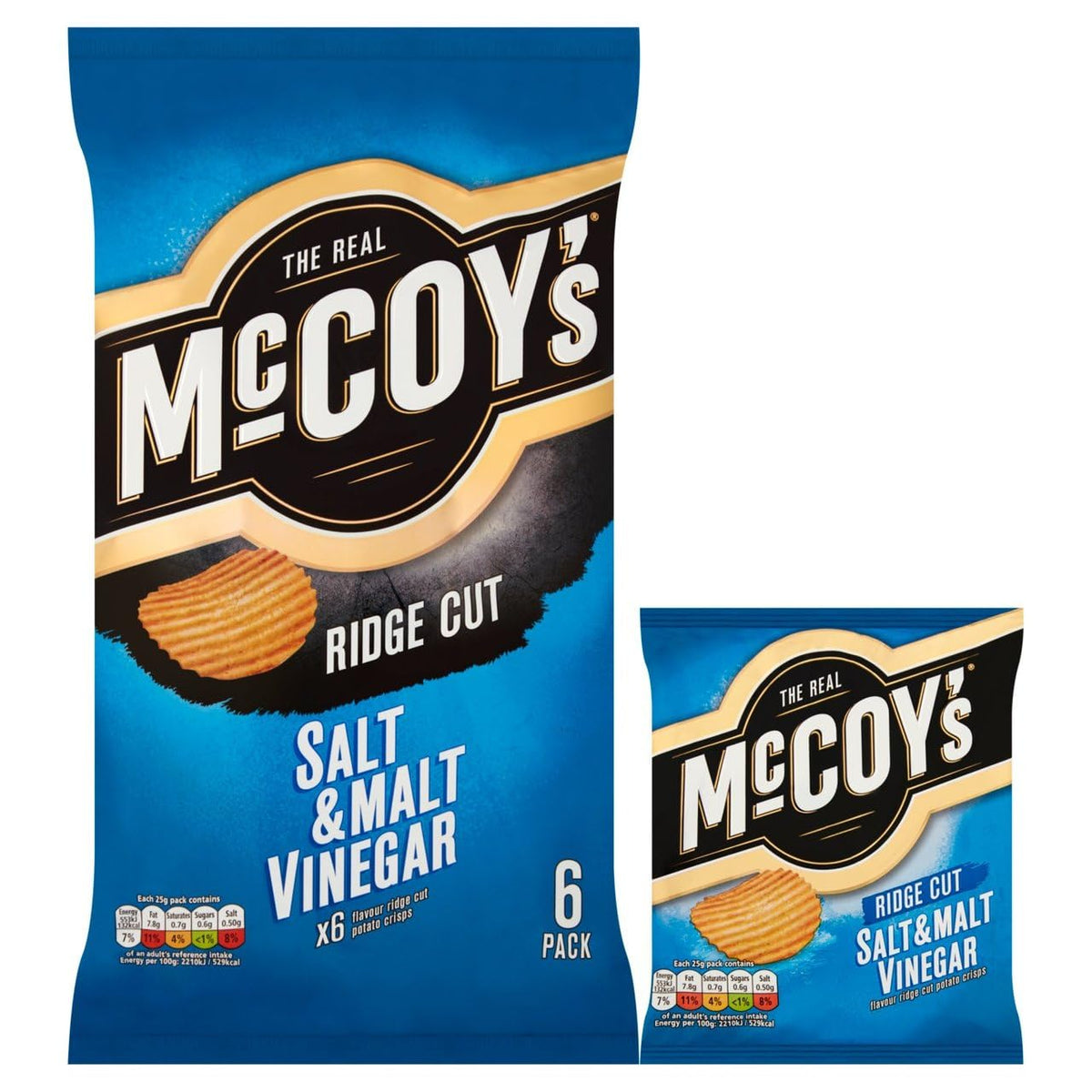 McCoy's Sizzling King Prawn Multipack Crisps 6 Pack (Multipack BOX of 20) - Fully loaded with flavour, iconic ridged crisp, unmistakable crunch