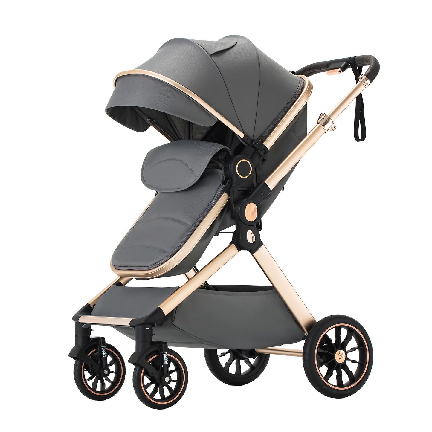 3 in 1 Baby Stroller with Height Adjustable Handle,3 in 1 Prams Travel System, Lightweight Foldable Pushchair, Prams with Aluminum Frame for Portable Baby Carriage (D2 Pink, H2-D)