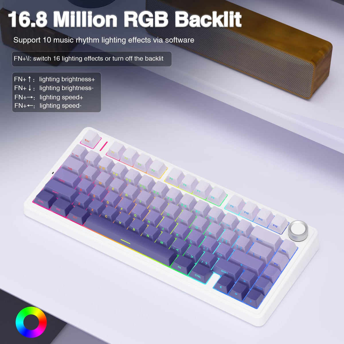 AULA F75 75% Wireless Mechanical Keyboard,2.4Ghz/Type-C/BT5.0 Gaming Keyboards,Advanced Structure,RGB Backlight,Hot Swappable Custom Keyboard for PC/Mac (Cool Black)