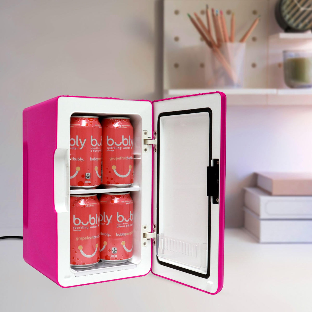Mini Fridge For Bedrooms 4L Small Fridge 6 Can Table Top Quiet Mini Fridges For Skincare Office Food Drinks Kids Home Car & Travel 12v Portable Cooler Warmer Refrigerator by Coca-Cola, PB Red