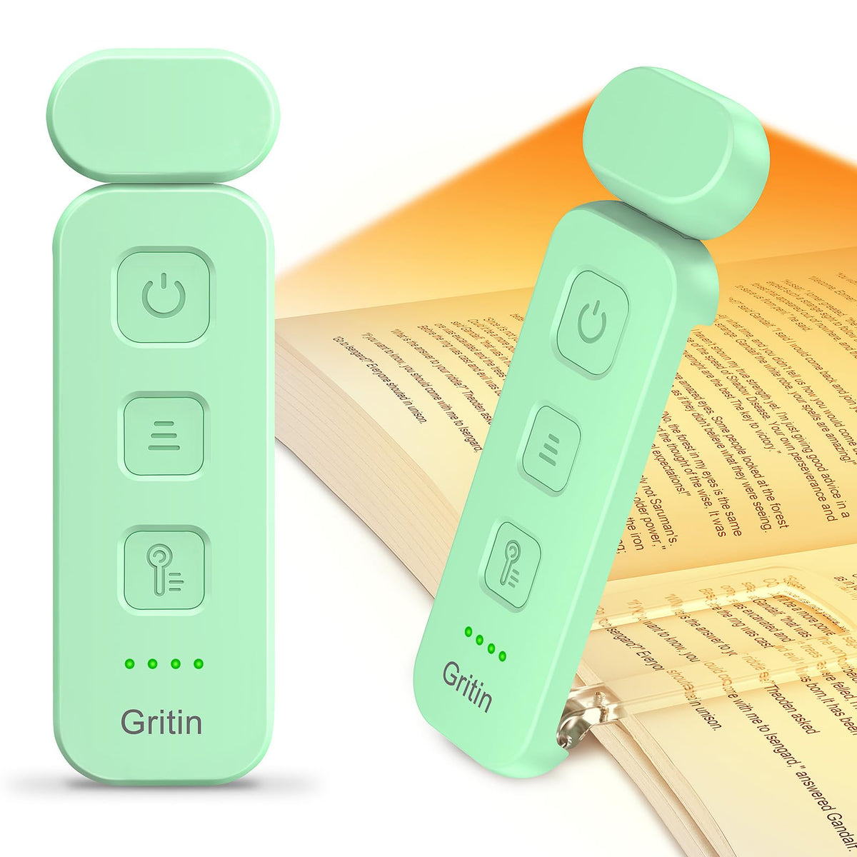 Gritin Book Light Rechargeable, Reading Light Lamp Clip on Books