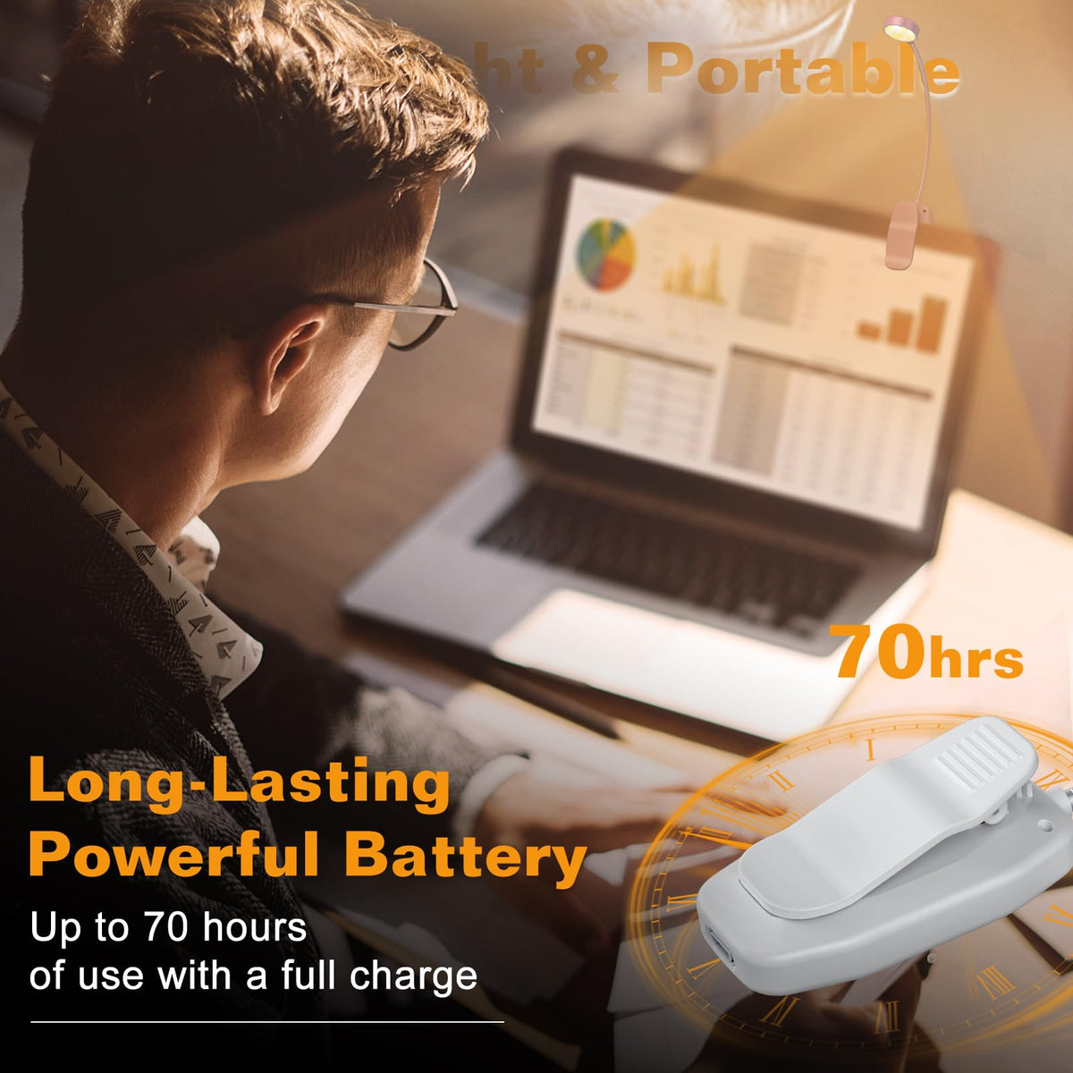 KTEBO Book Reading Light 2 Packs Rechargeable, Eye Care 10 LED Lamp for Reading in Bed - Adjustable Brightness, 3 Color Temperatures, 30+ Hours Runtime, Gifts for Book Lovers