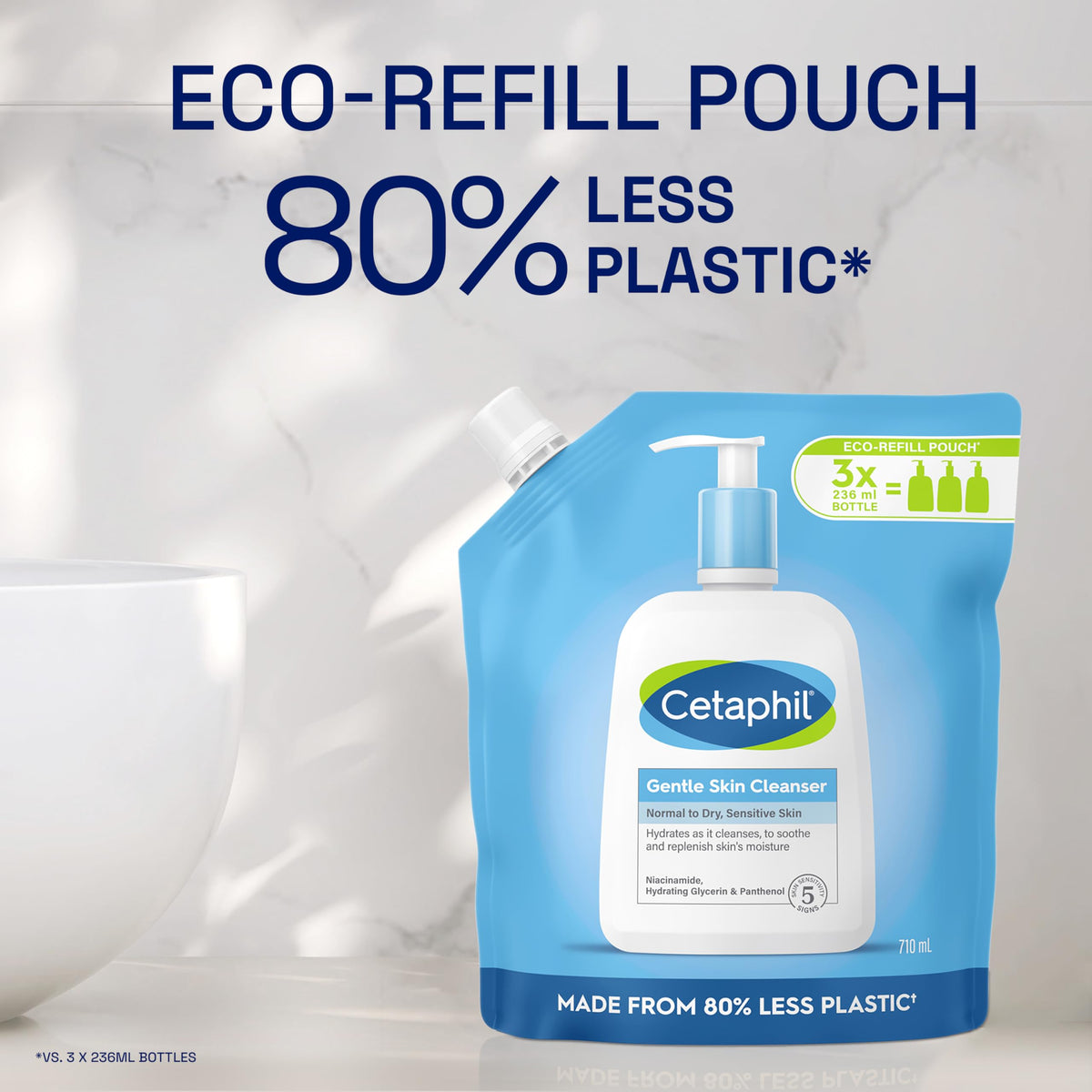Cetaphil Gentle Skin Cleanser, 473ml, Face & Body Wash, For Normal To Dry Sensitive Skin, With Niacinamide & Glycerin, Soap Free, Packaging May Vary