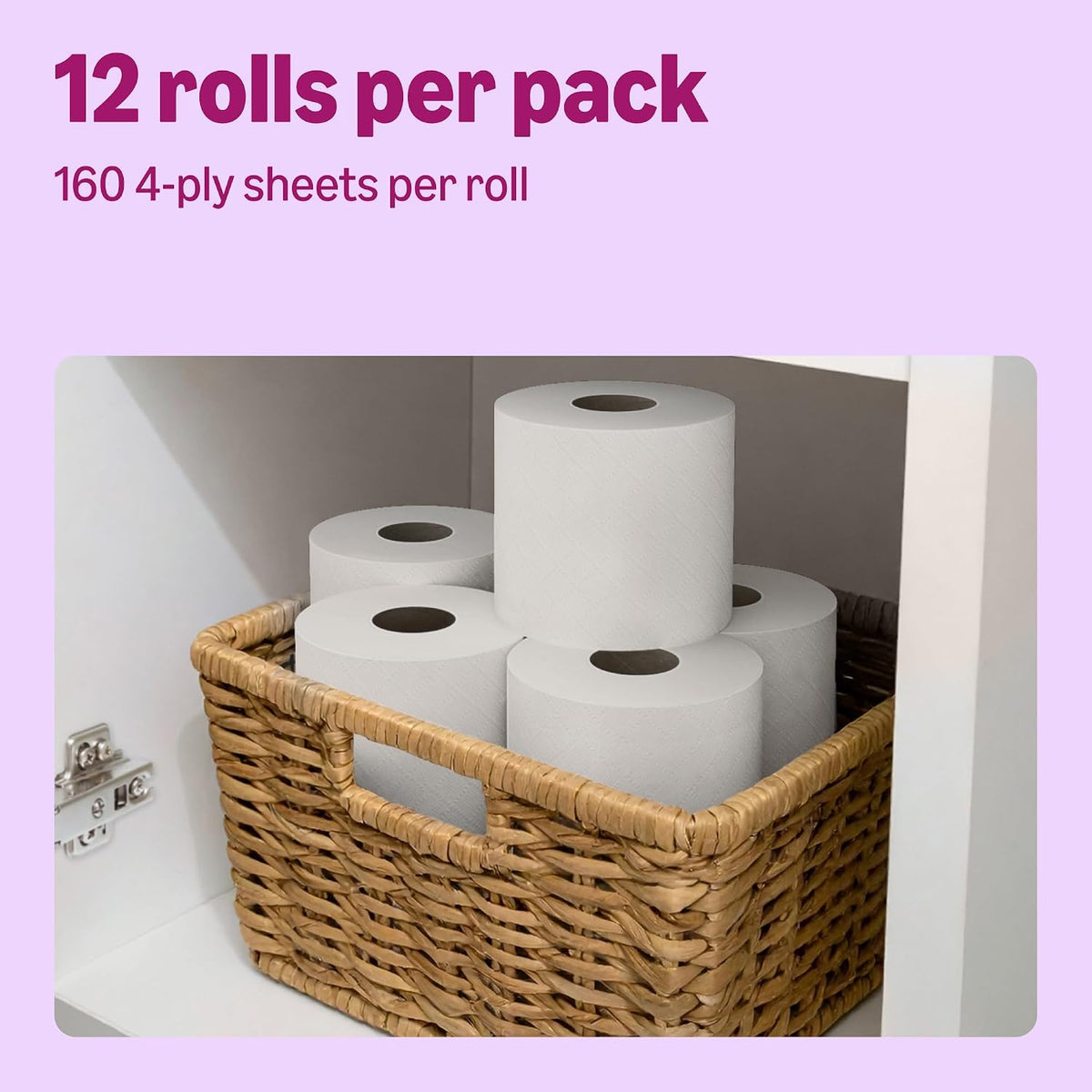 by Amazon Ultra Soft Toilet Tissue, 4-ply, 12 Rolls (1 Pack of 12), 160 Sheets per Roll