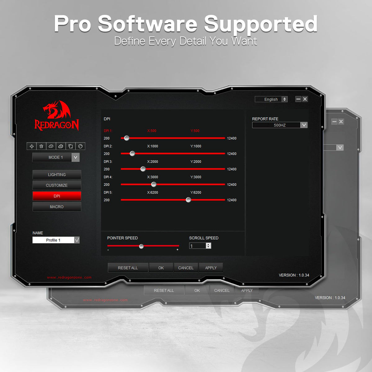 Redragon M908 Impact RGB LED MMO Gaming Mouse With 12 Side Buttons, Optical Wired Ergonomic Mouse with Max 12,400DPI, High Precision, 18 Programmable Macro Shortcuts, Comfort Grip