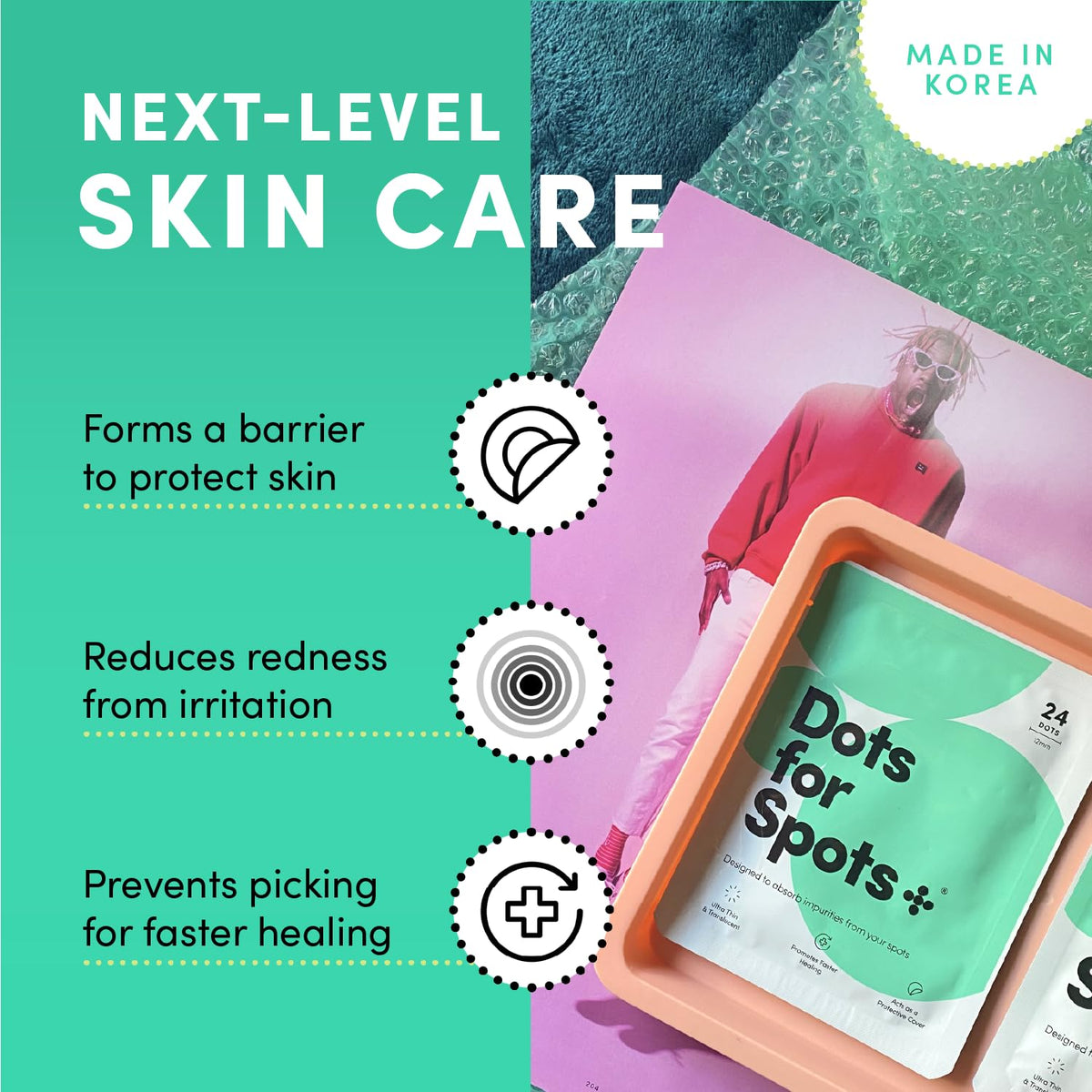 Dots for Spots Oval Spot Patch with Micro Darts - Pack of 9 Translucent Spot Treatment Stickers Infused With Niacinamide & Salicylic Acid - Fast-Acting, Vegan & Cruelty Free Skin Care