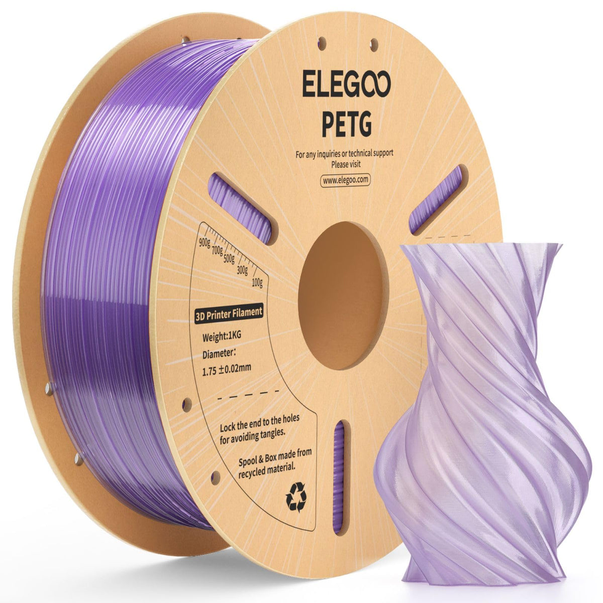 ELEGOO Rapid PETG 3D Printer Filament 1.75mm Black 1KG