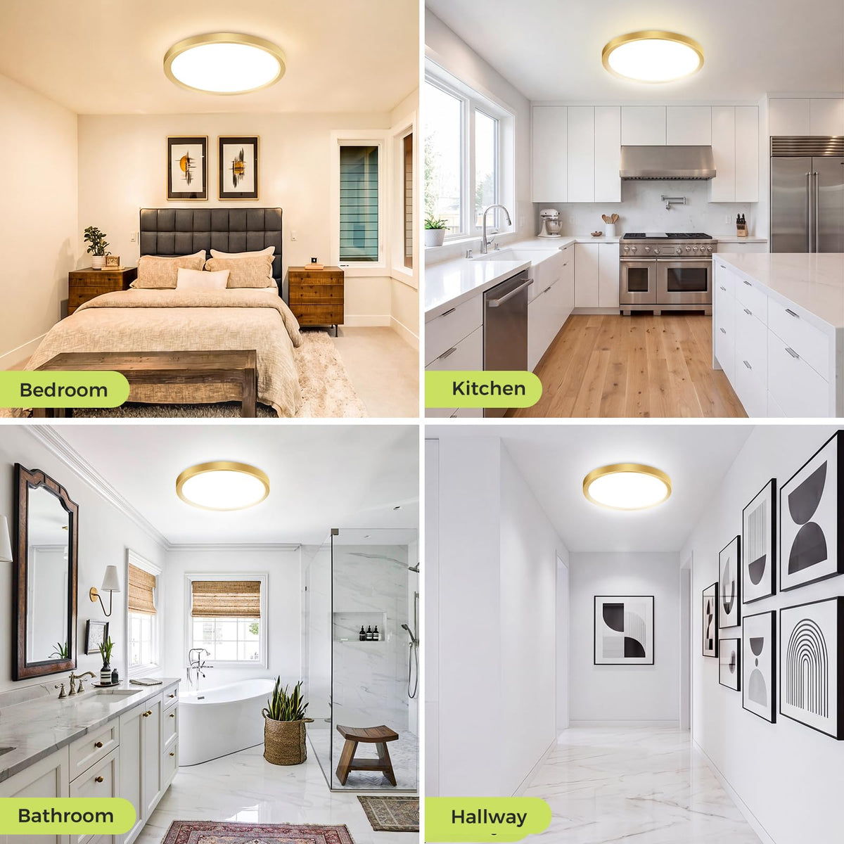 hepside 2 Pack Bathroom Ceiling Light 30cm, 3000K/3500K/4000K/5000K/6500K 5CCT LED Ceiling Lights, 24W, Modern, Waterproof, Round Flush Mount for Bathroom, Kitchen, Bedroom, Hallway