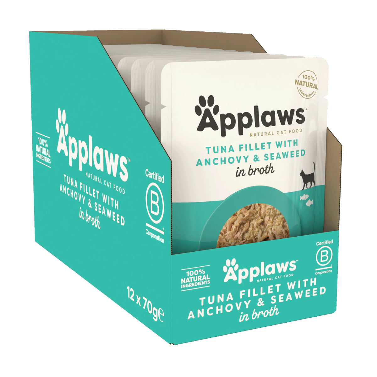 Applaws 100% Natural Wet Cat Food, Pouch Multipack Fish Selection in Broth, 70 g (24 x 70g) Pouches