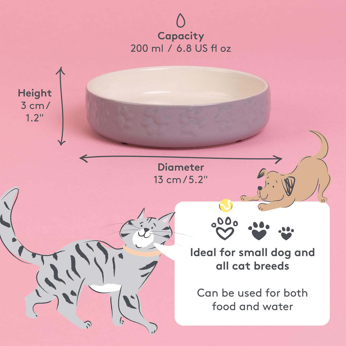Mason Cash Colour Mix Cream Cat Saucer 13cm |200ml Durable Stoneware Pet Bowl for Food & Water | Dishwasher, Freezer & Microwave Safe