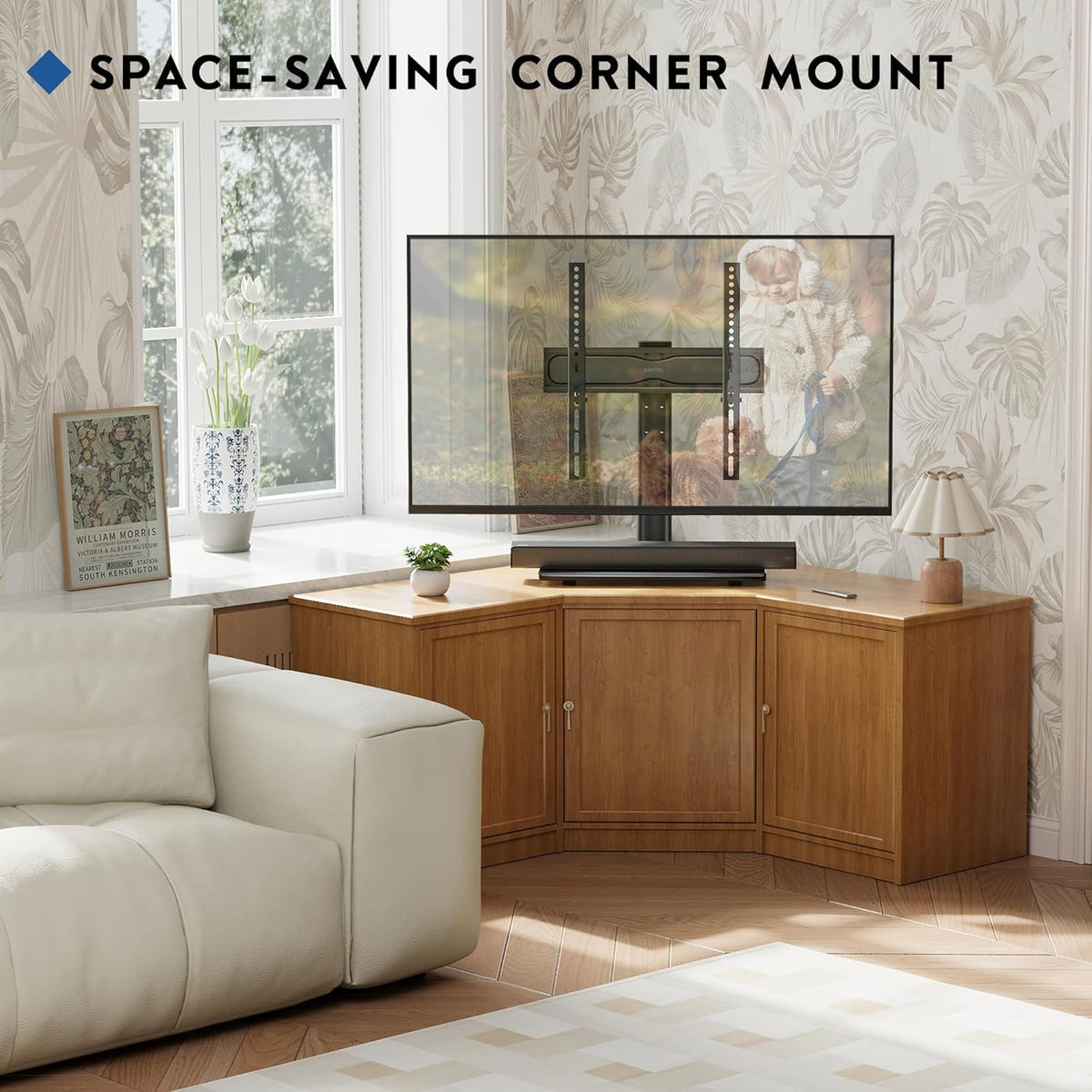 BONTEC Universal TV Stand for 24-60 Inch TVs, Height Adjustable, 45 kg
