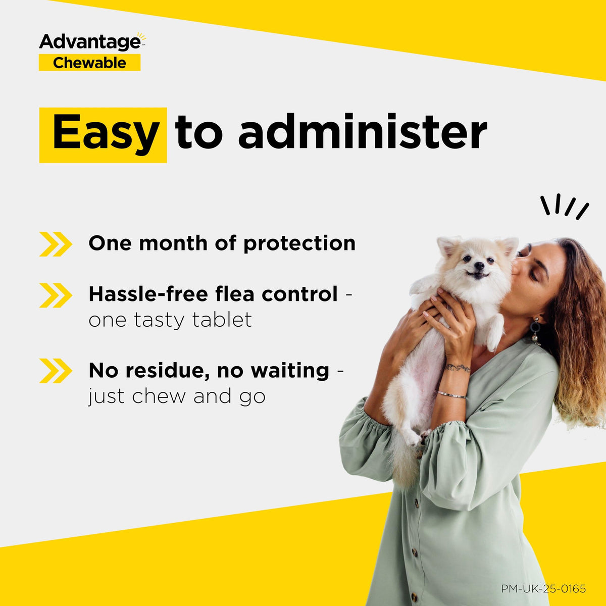 Advantage Chewable 450mg Chewable Tablets for Dogs >11 - 22kg (3 pack), Flea and Tick Treatment, Fast Acting Kills Fleas Within Hours, Prevention Lasts For A Month, Easy To Administer