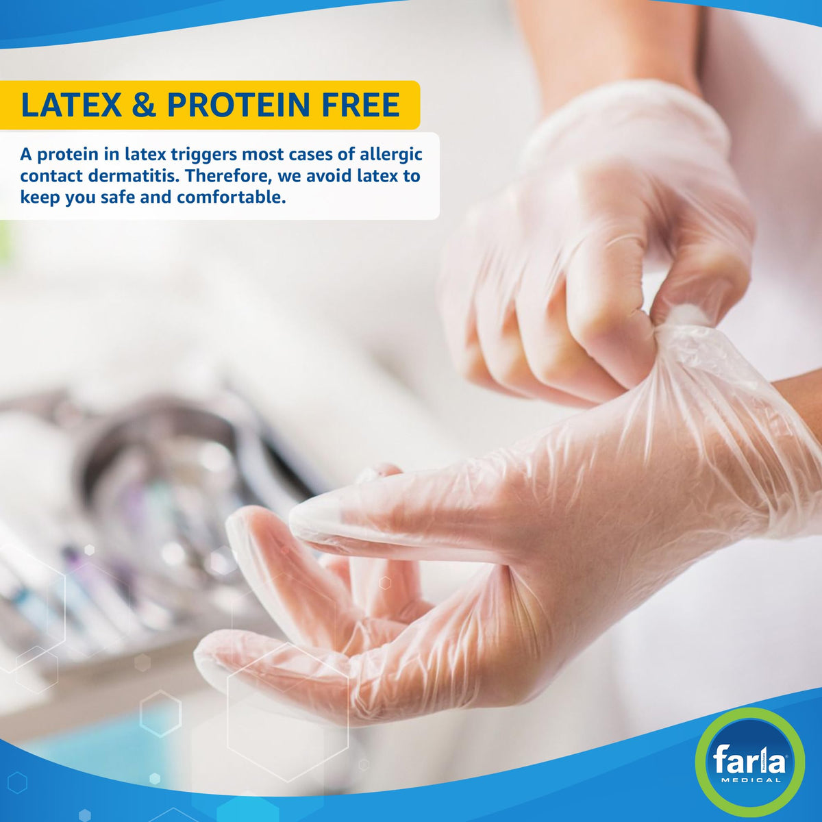 MediHands Vinyl Clear Gloves Large Disposable Surgical Gloves, Box of 100 Powder Free Latex Free & Protein Free, Medical Gloves, Food, Multi Use
