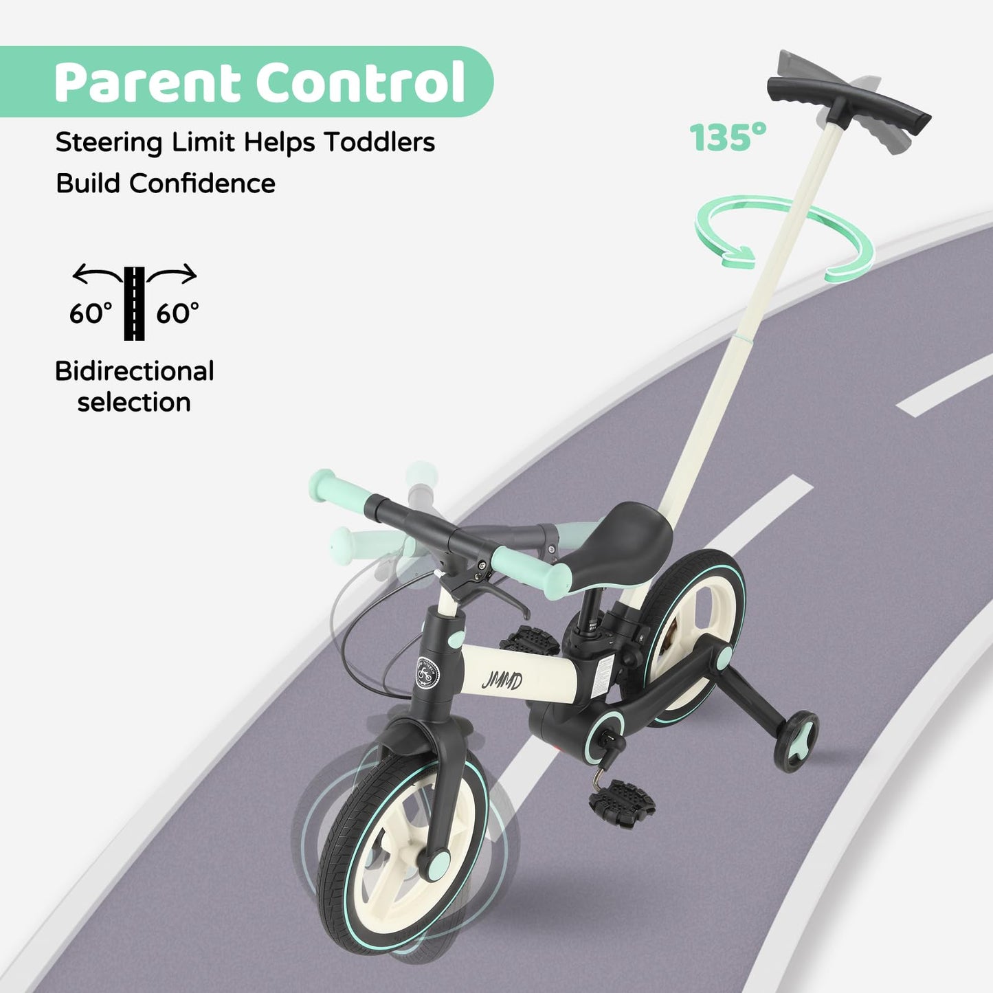 JMMD 6-in-1 Convertible Toddler Balance Bike to Pedal Bike — Ages 18 Months to 5 Years