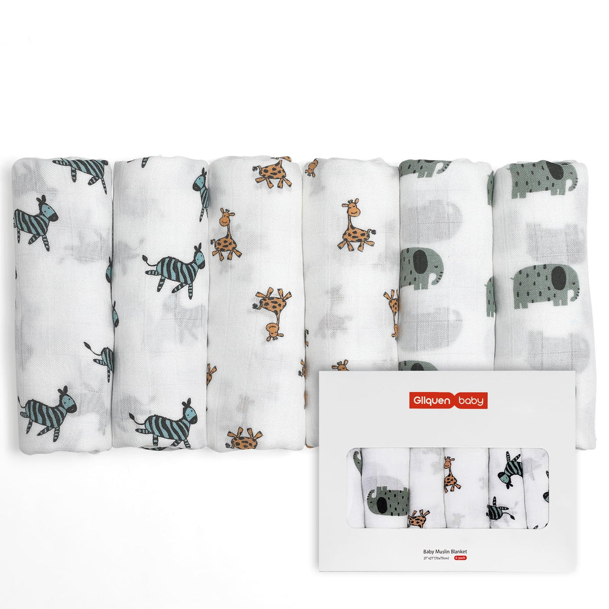GLLQUEN BABY Muslin Squares Cloth for Baby 6pack 70cm x 70cm