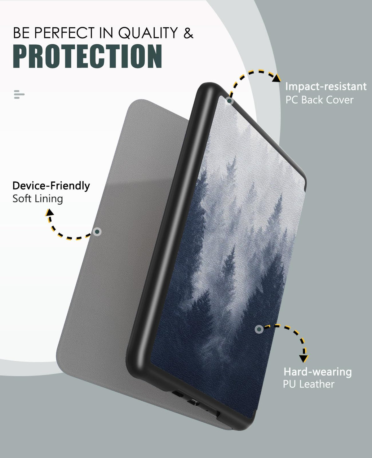 MoKo Case for 7" Kindle Paperwhite 12th Gen & Colorsoft 2024, Denim Black
