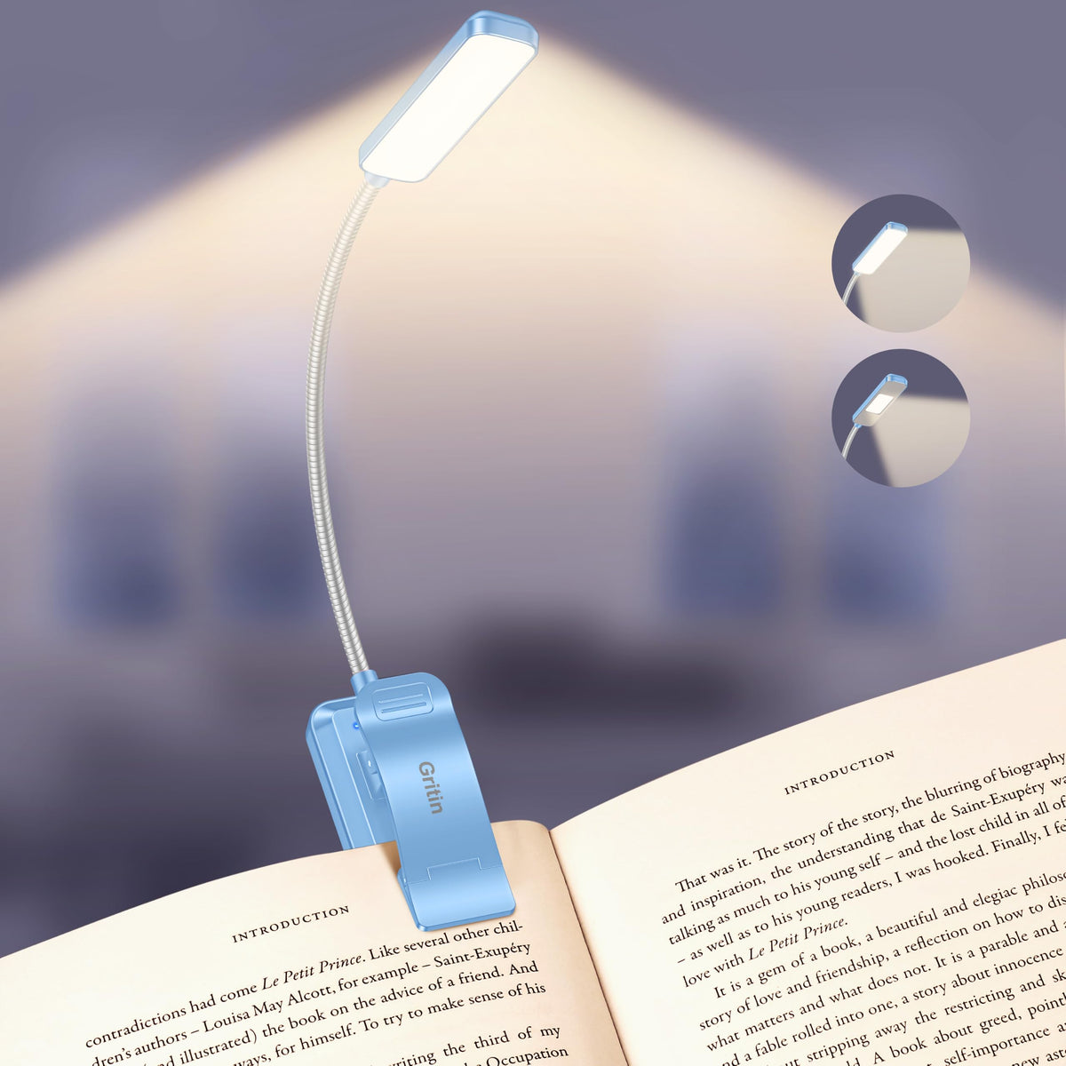 Gritin 2026 Gen 2 Book Light for Reading-30 Eye Caring Full Spectrum LED