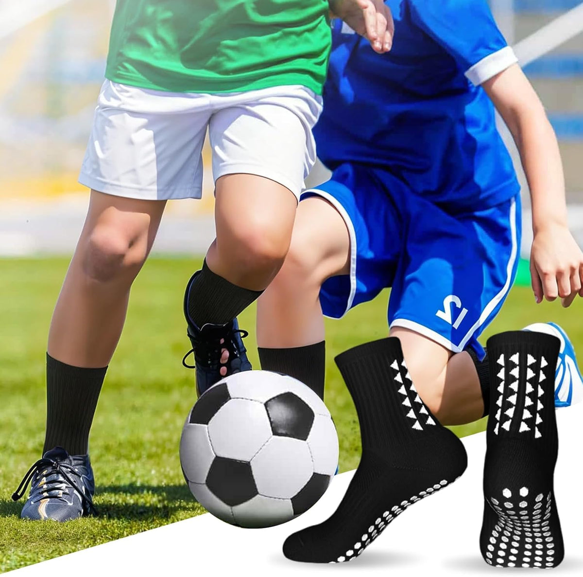 3 Pairs Breathable Kids Grip Socks, Sweat-Absorbent Boys Socks, Grip Socks Football Kids for Running Hockey Football