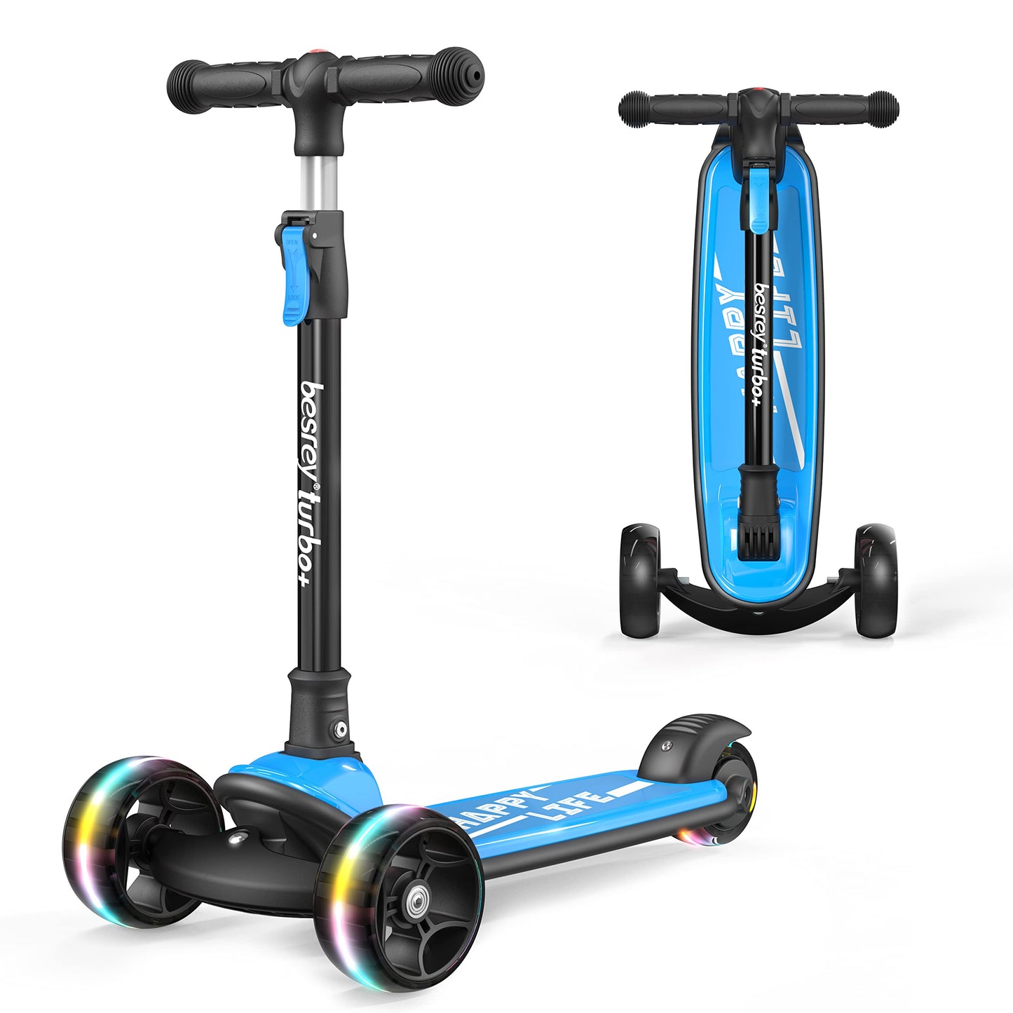 besrey 3-Wheel Toddler Scooter with Lean-to-Steer — Foldable, Anti-Slip Deck | Max 50 kg