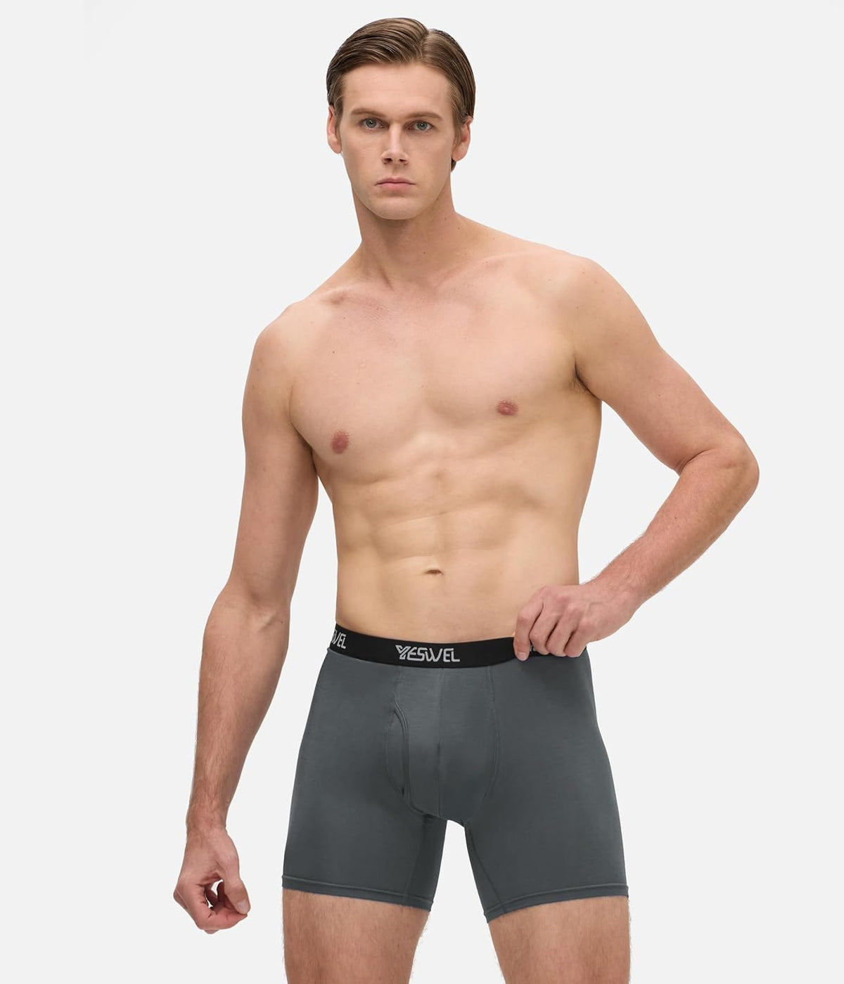 YESWEL Mens Bamboo Boxers, Longer Leg Boxer Shorts with Fly, Anti Chafing Underwear Trunks, No Itchy Labels Underpants (S-4XL)