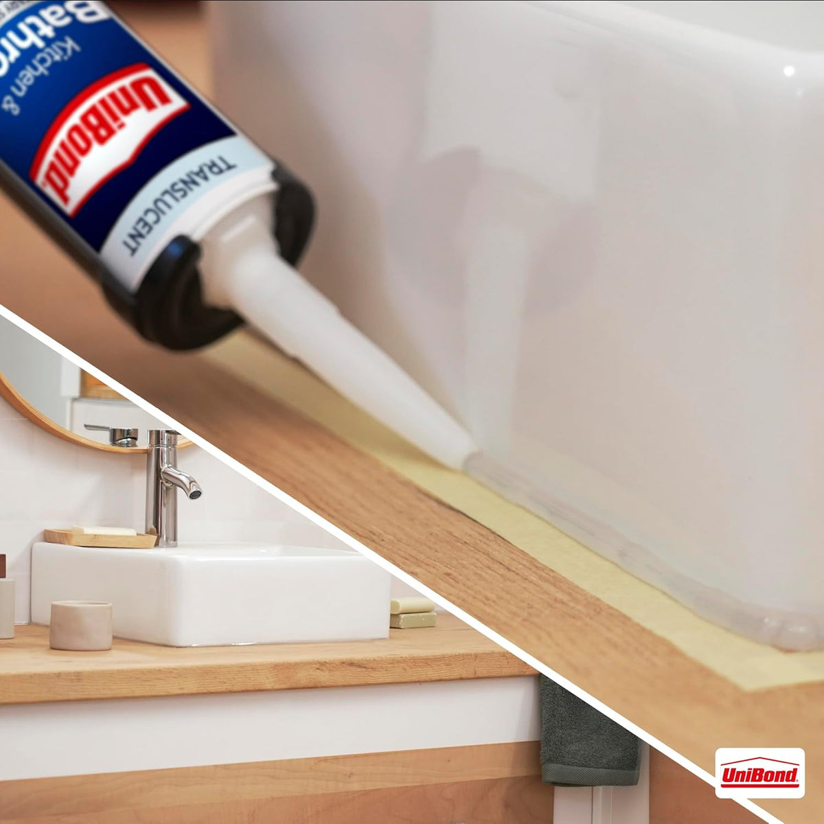 UniBond Kitchen and Bathroom, Mould-Resistant Transparent Sealant, 280 ml