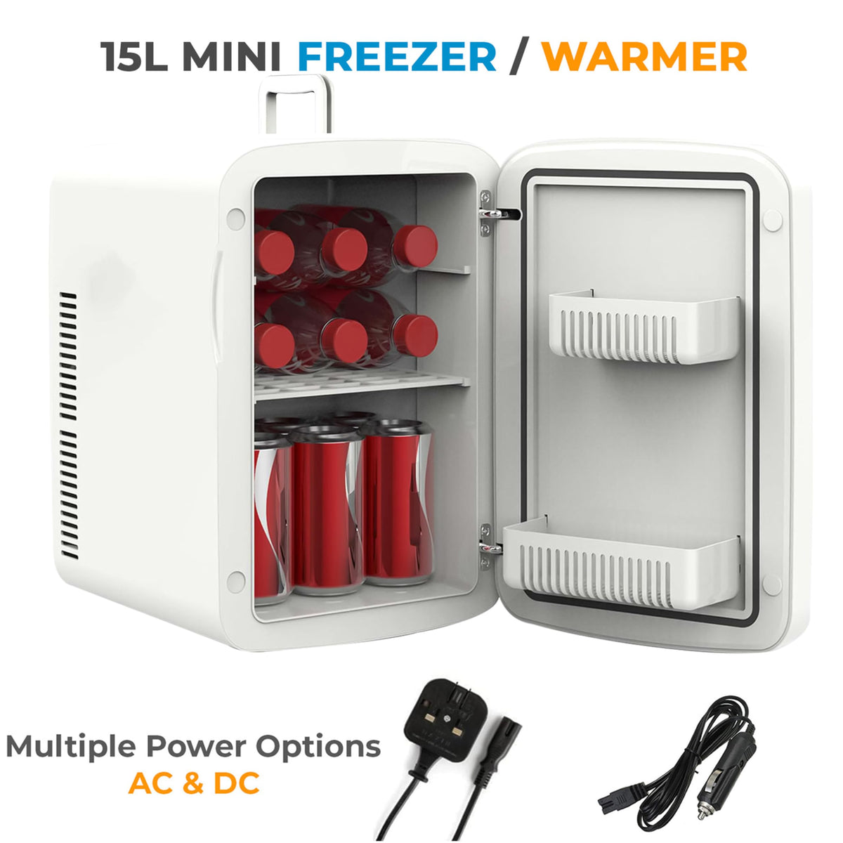 Crystals 4/10/15L Litre Mini Fridge, Table Top Small Fridge Cooler & Warmer for Car Bedrooms Desk Office, 12V DC - 220 AC, Mini Fridge for Bedrooms – Energy Efficient (Black, 4L Litre)