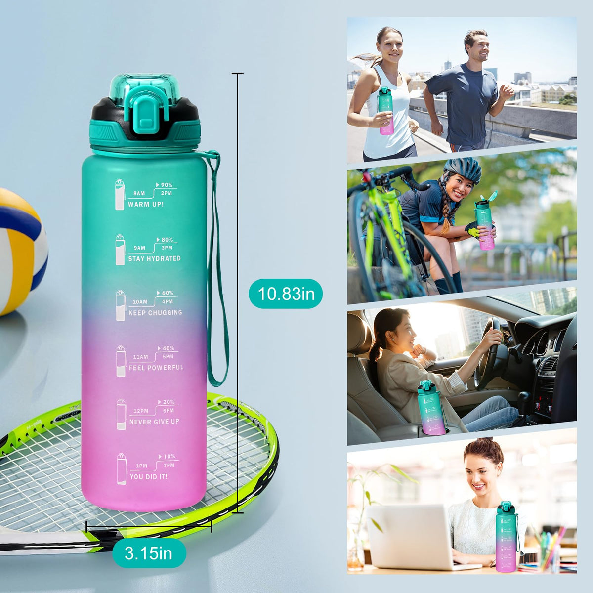 SEASEVEN Flat Water Bottle 750ML for Gym,School Office(Flat Pink)