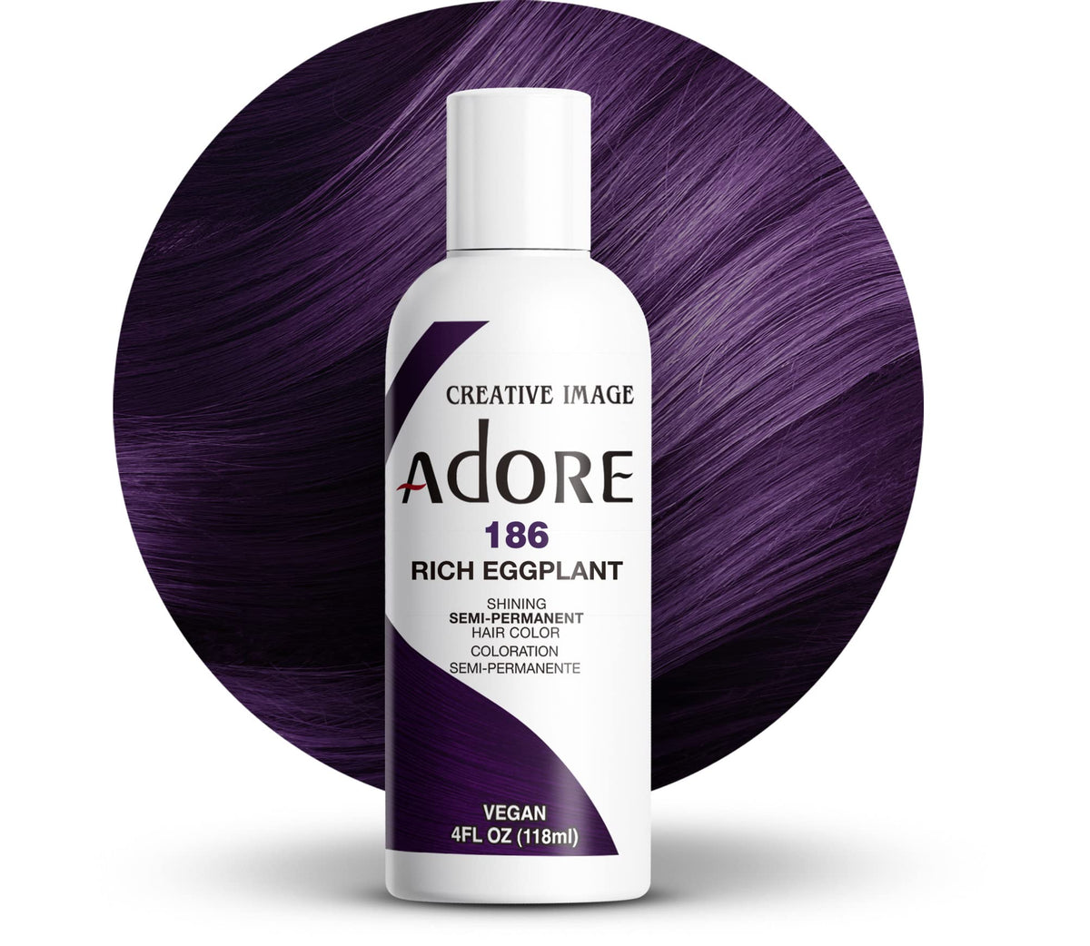 Adore Shining Semi Permanent Hair Colour 121 Jet Black – Vibrant Black Hair Dye, Vegan & Cruelty-Free, Ammonia, Peroxide & Alcohol Free