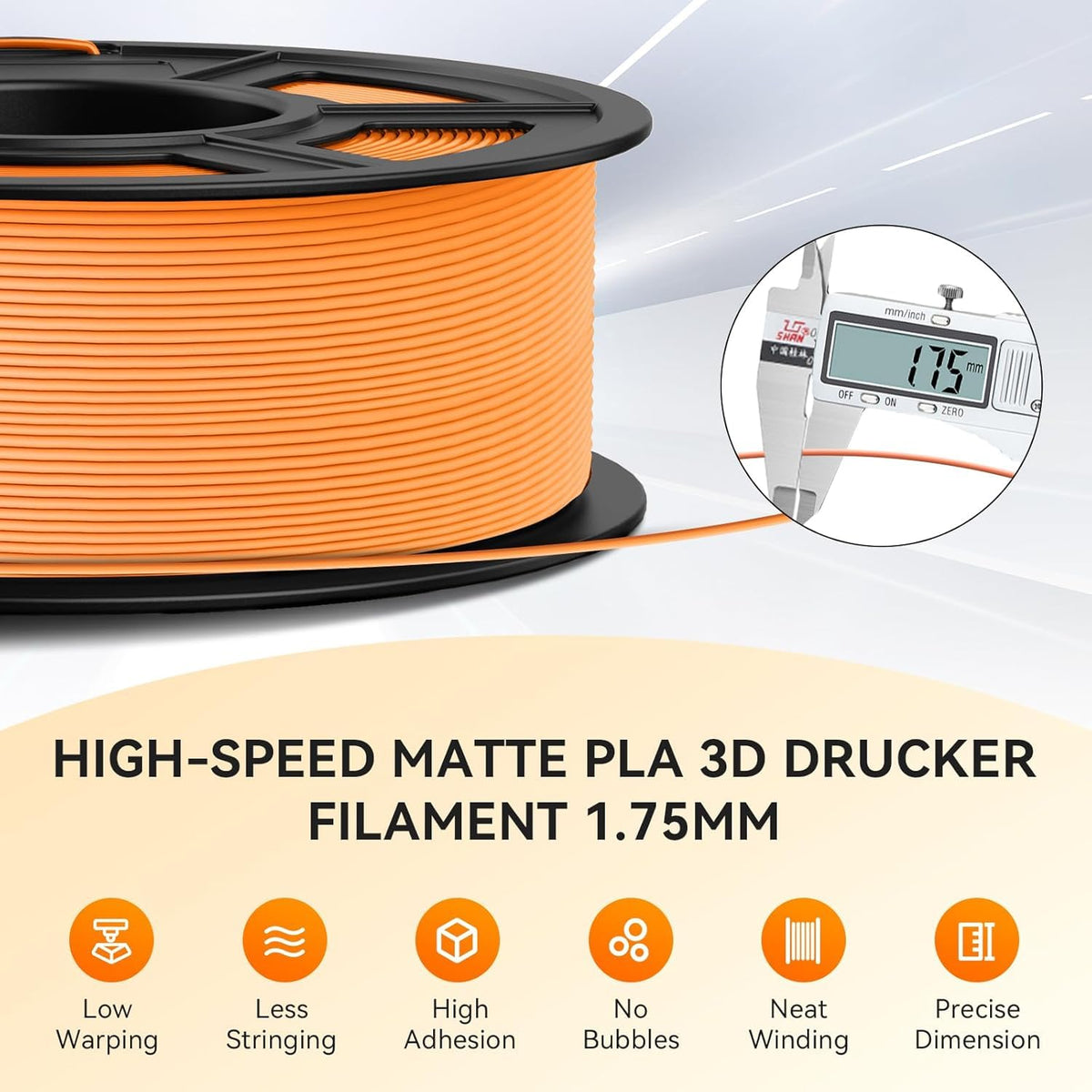 TECBEARS Matte PLA Filament 1.75mm, 600mm/s Rapid Print, 1kg Sky Blue