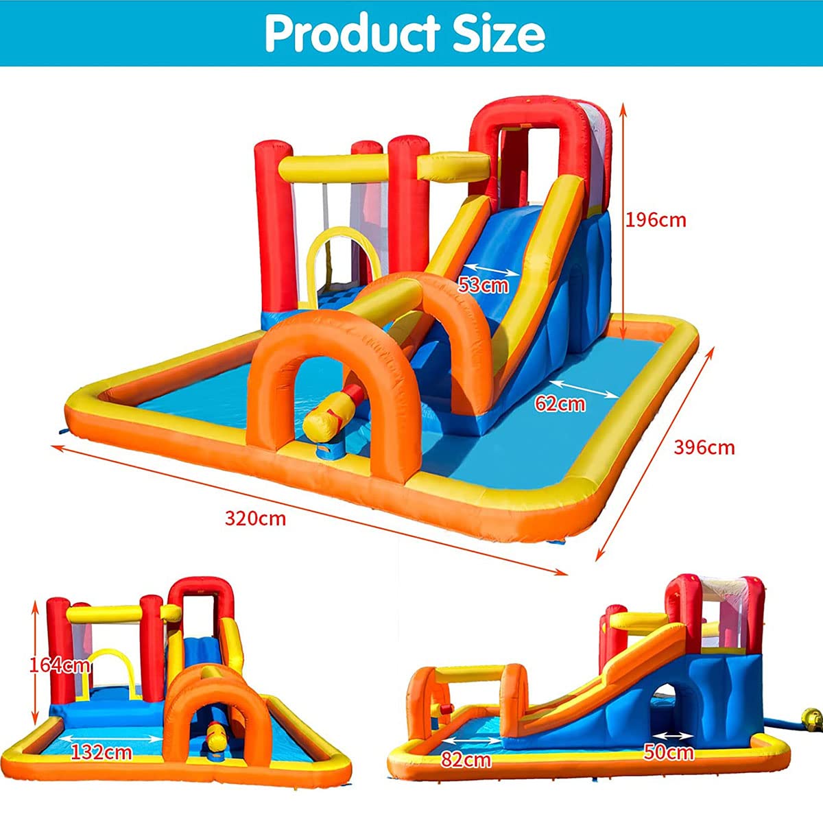 Baralir 7-in-1 Kids Inflatable Bouncy Castle with Blower — 371x351x188cm | Ages 3-10