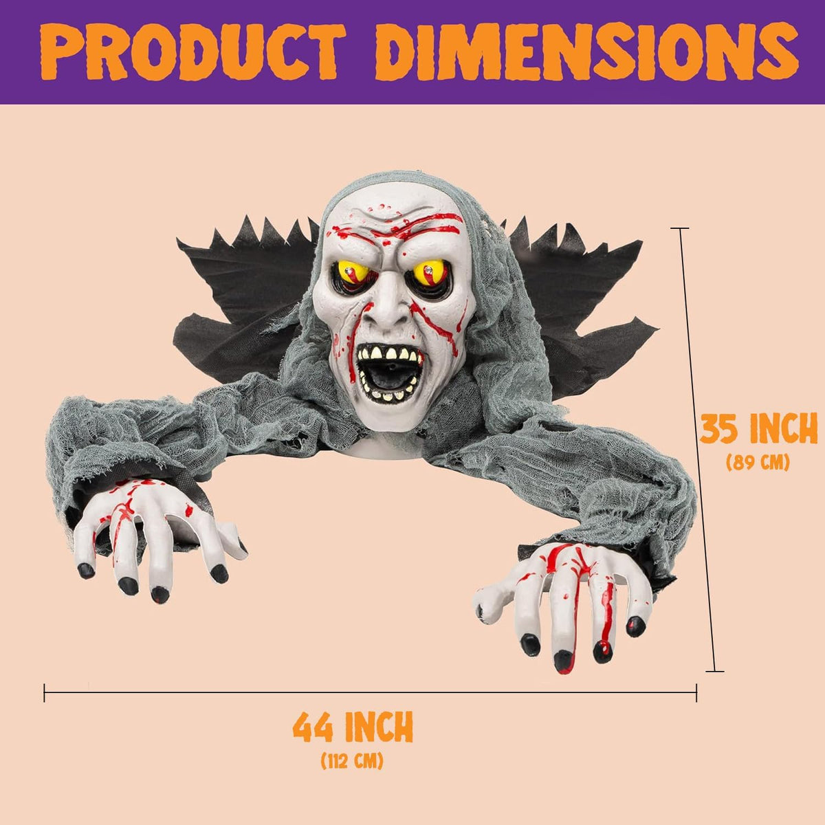 JOYIN Halloween Light-Up Zombie Groundbreaker Animated with Bloodstain and Creepy Sound for Outdoor, Lawn, Yard, Patio Decoration, Haunted House Decorations