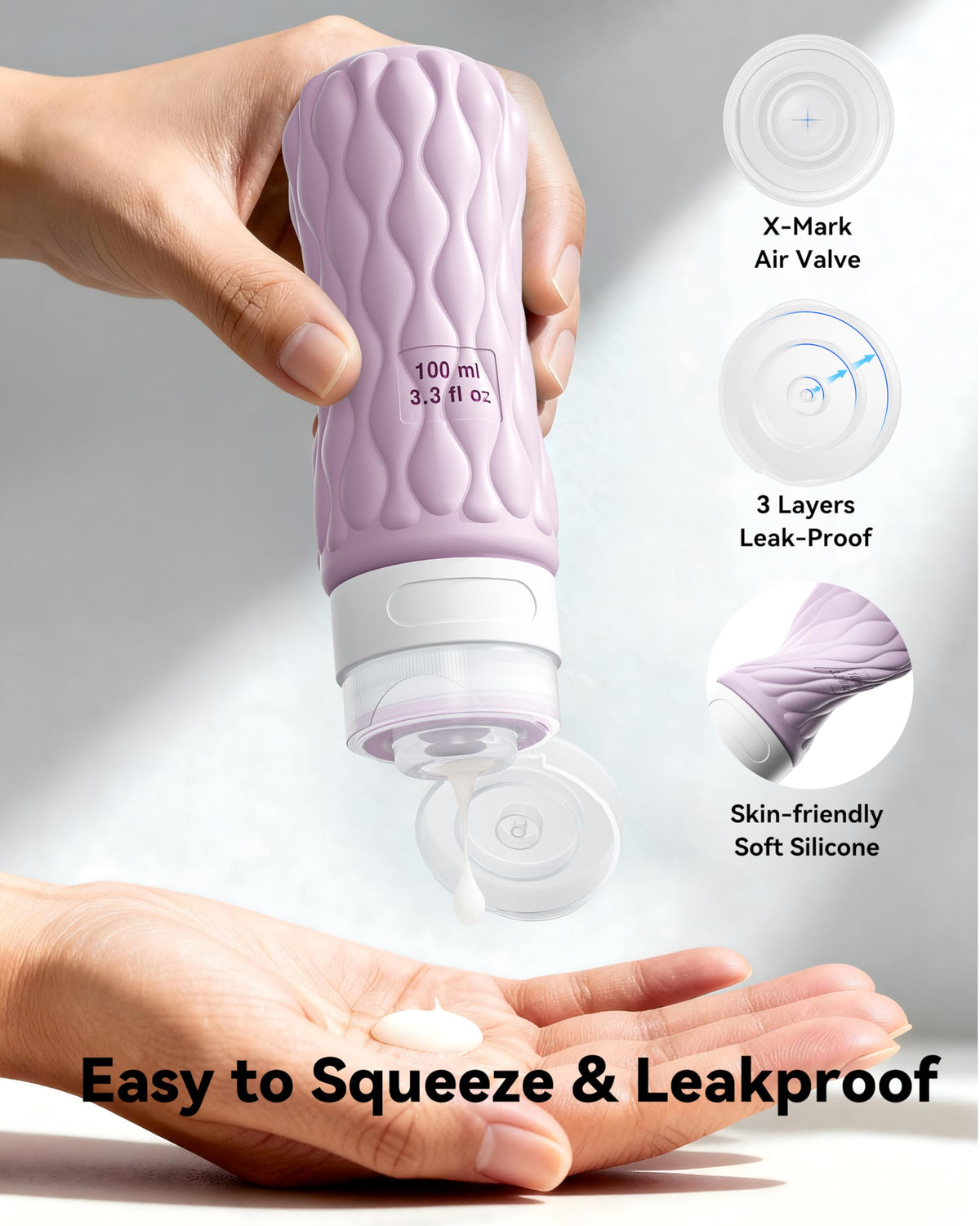 100ml Silicone Travel Bottles for Toiletries for Shampoo and Conditioner