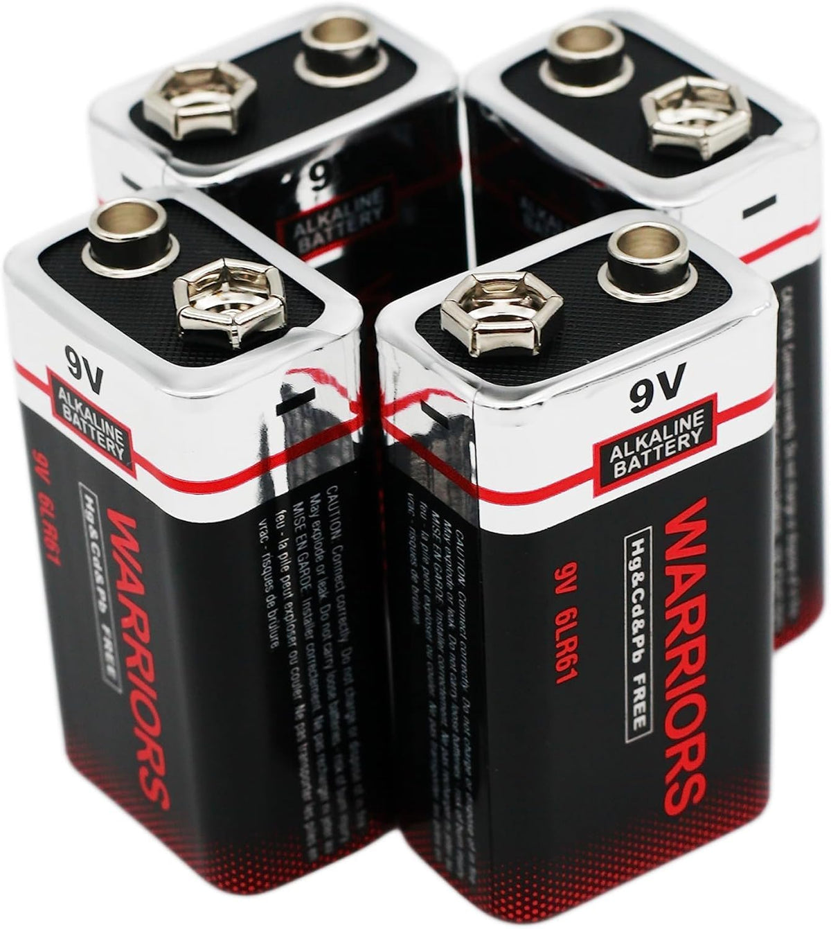Warriors 4X 9V Alkaline Batteries, 6LR61, Long Lasting Power