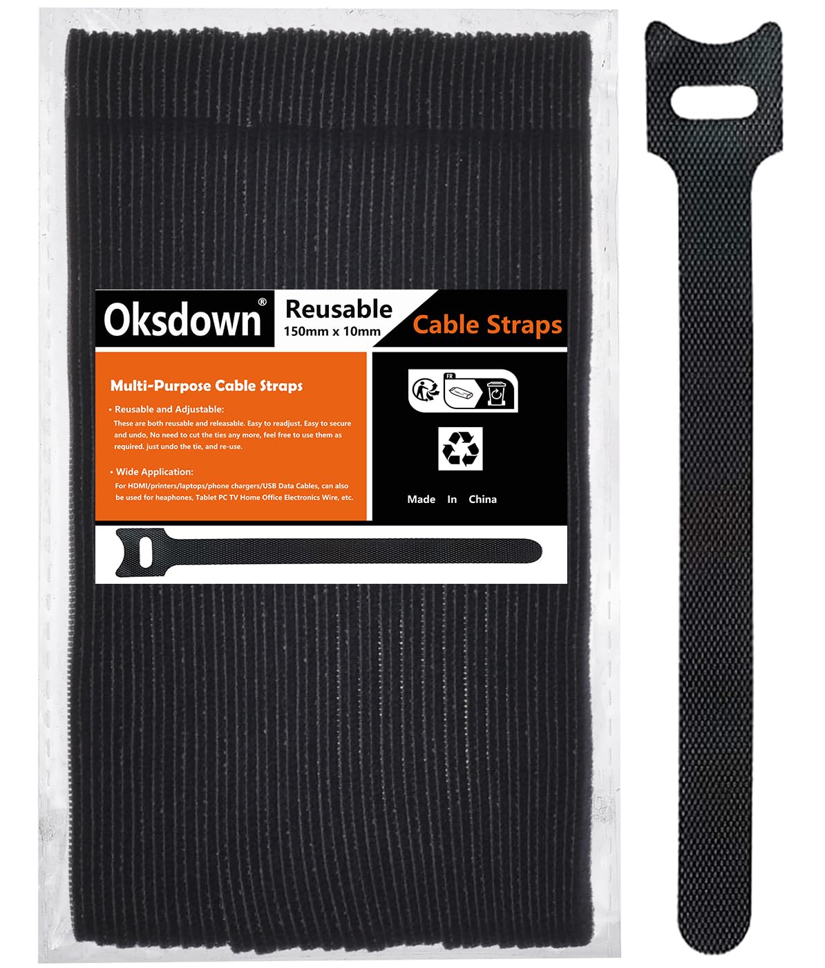 Reusable Cable Ties Black 100 Pack Cable Straps Adjustable Releasable Wire Ties Hook and Loop Cable Tie Tidy for Desk Compatible PC Cable Management Cord Organiser