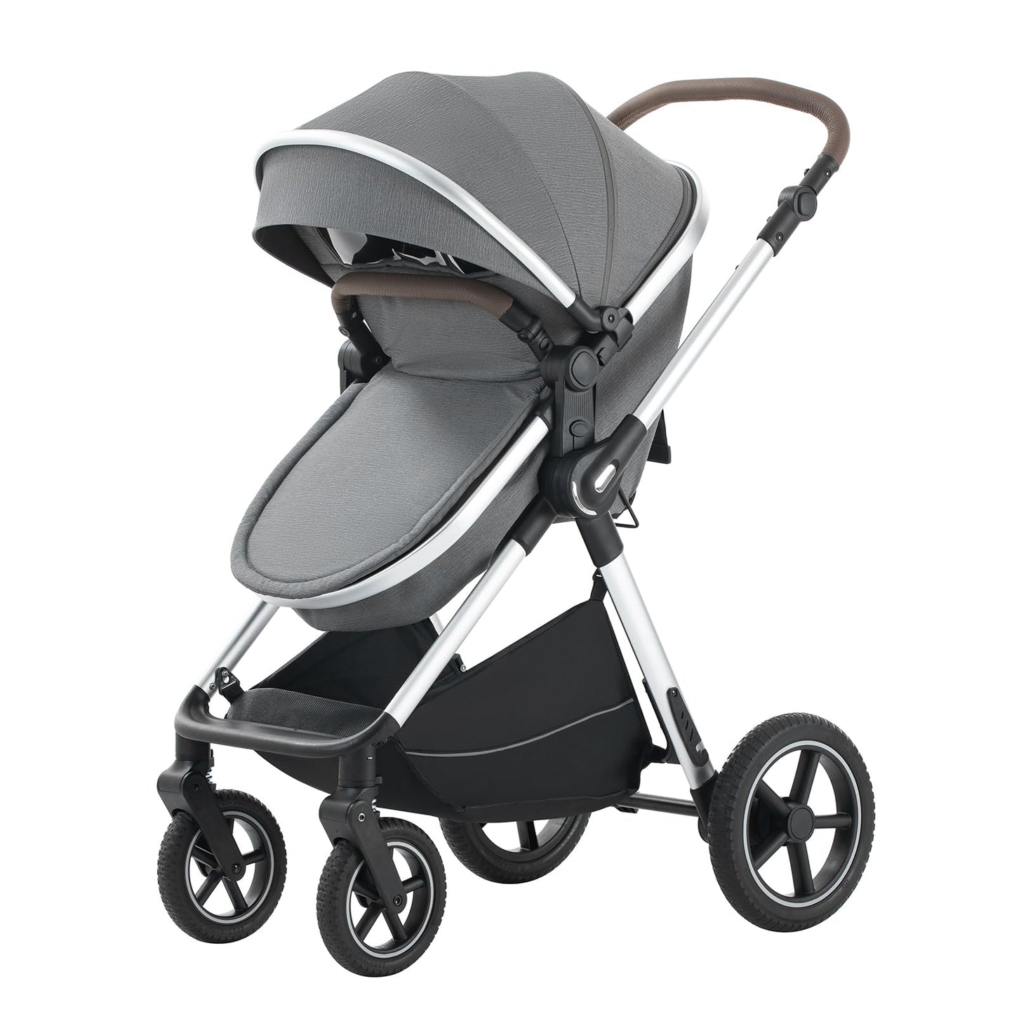 3 in 1 Pram Pushchair Aluminium Frame High Landscape Combined Buggy Lightweight Folding Stroller 3 in 1 Travel System Pram for Newborns Toddlers 0-36 Months from Birth (H9-Pink, H9)