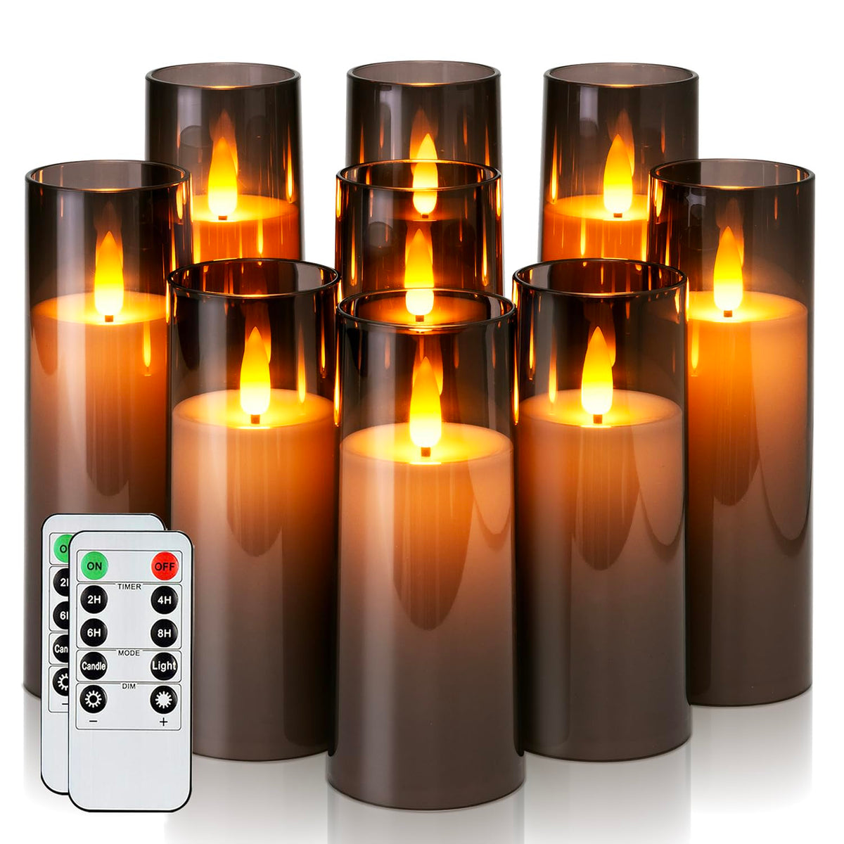 Homemory Real Wax LED Candles Flickering, Clear Glass Shell, Gold, Set of 3