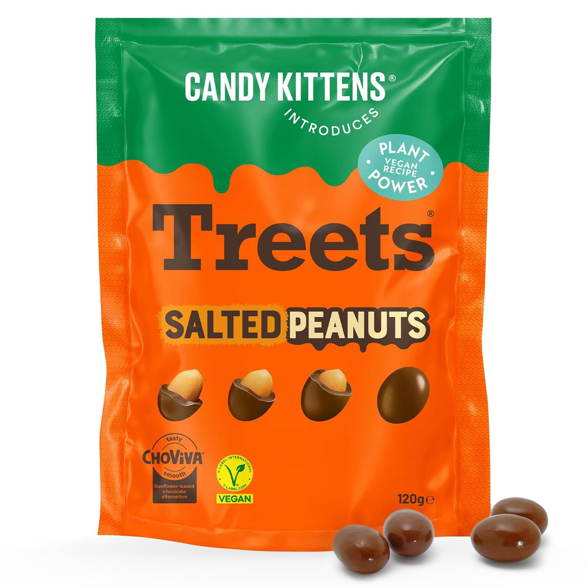 Candy Kittens Treets Rice Crispy Vegan Chocolate Snack, 120g, 1 Pack