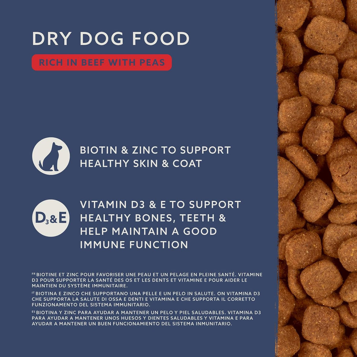by Amazon - Complete Dry Dog Food for Adult Dogs, Rich in Beef with Peas, 2 Pack of 5kg