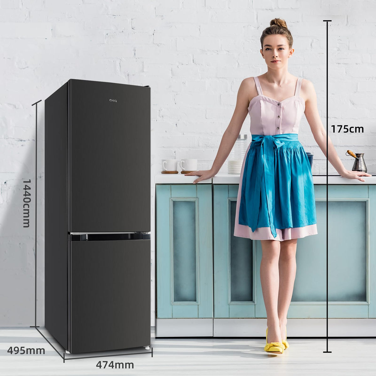 CHiQ 86L Compact Top Freezer Refrigerator with 85cm & LED Black